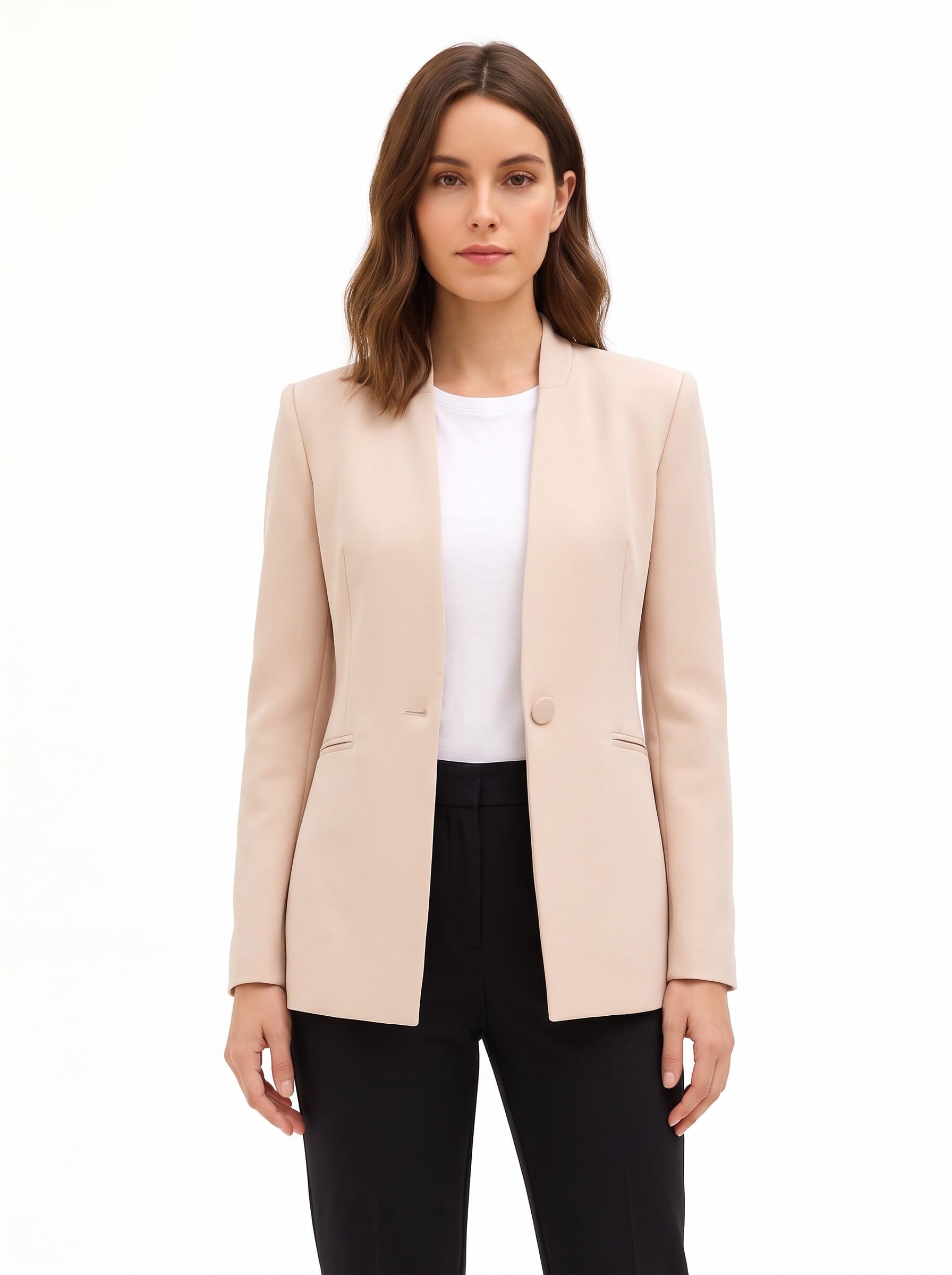 Fitted Scuba Crepe Blazer Jacket with Matching Button by Rinascimento