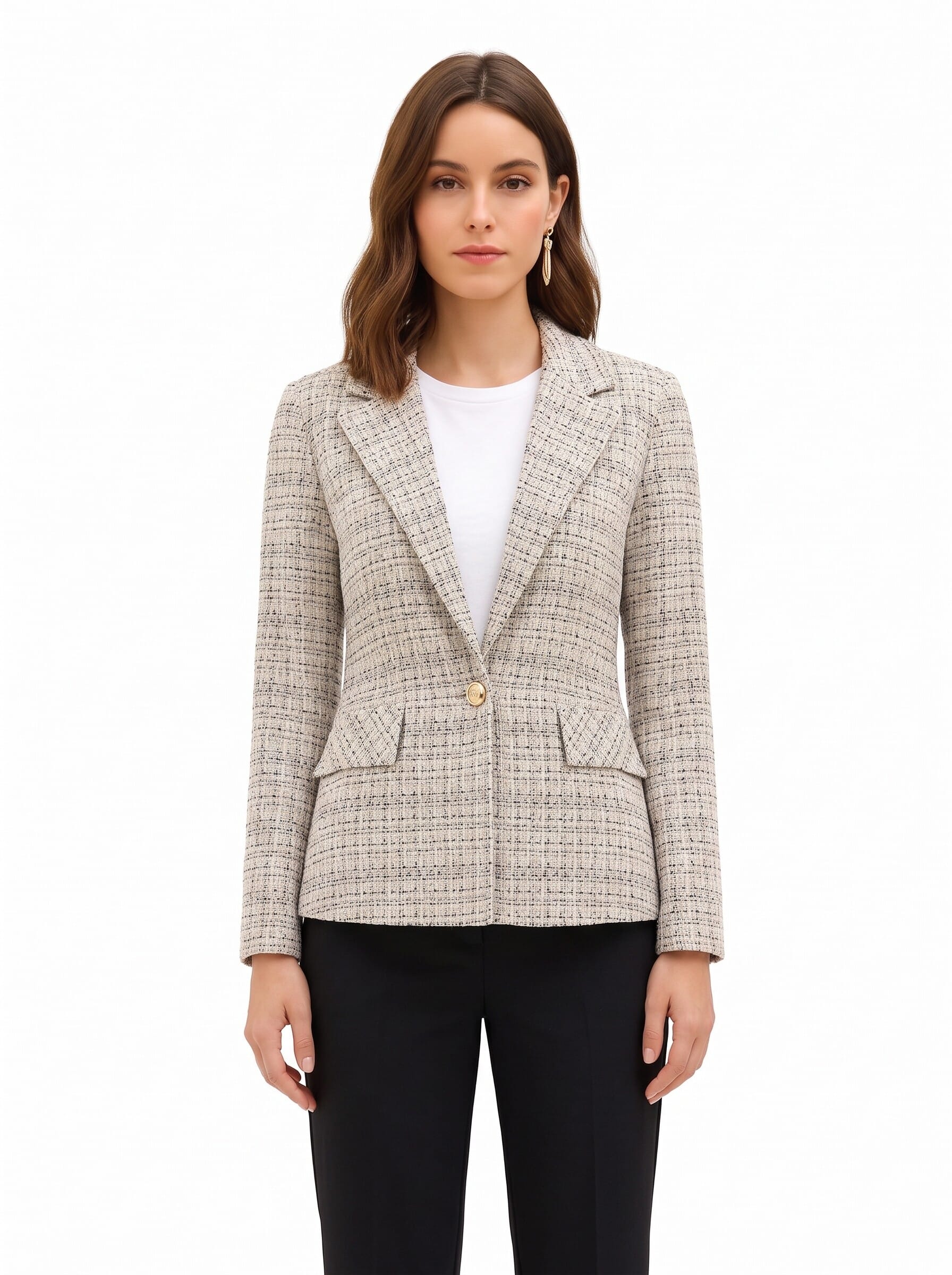 Tweed Blazer Jacket with Rinascimento Logo Button