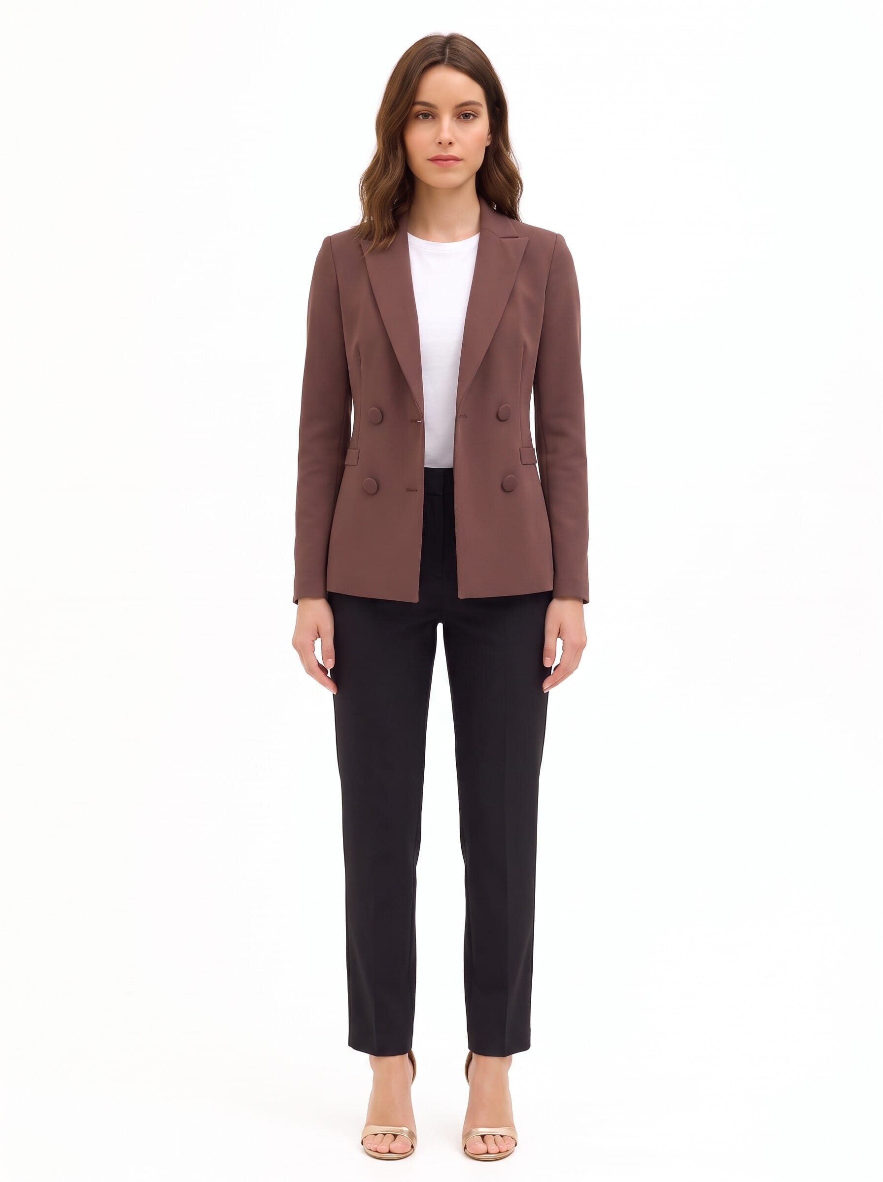 Fitted Scuba Crepe Blazer Jacket with Matching Buttons by Rinascimento