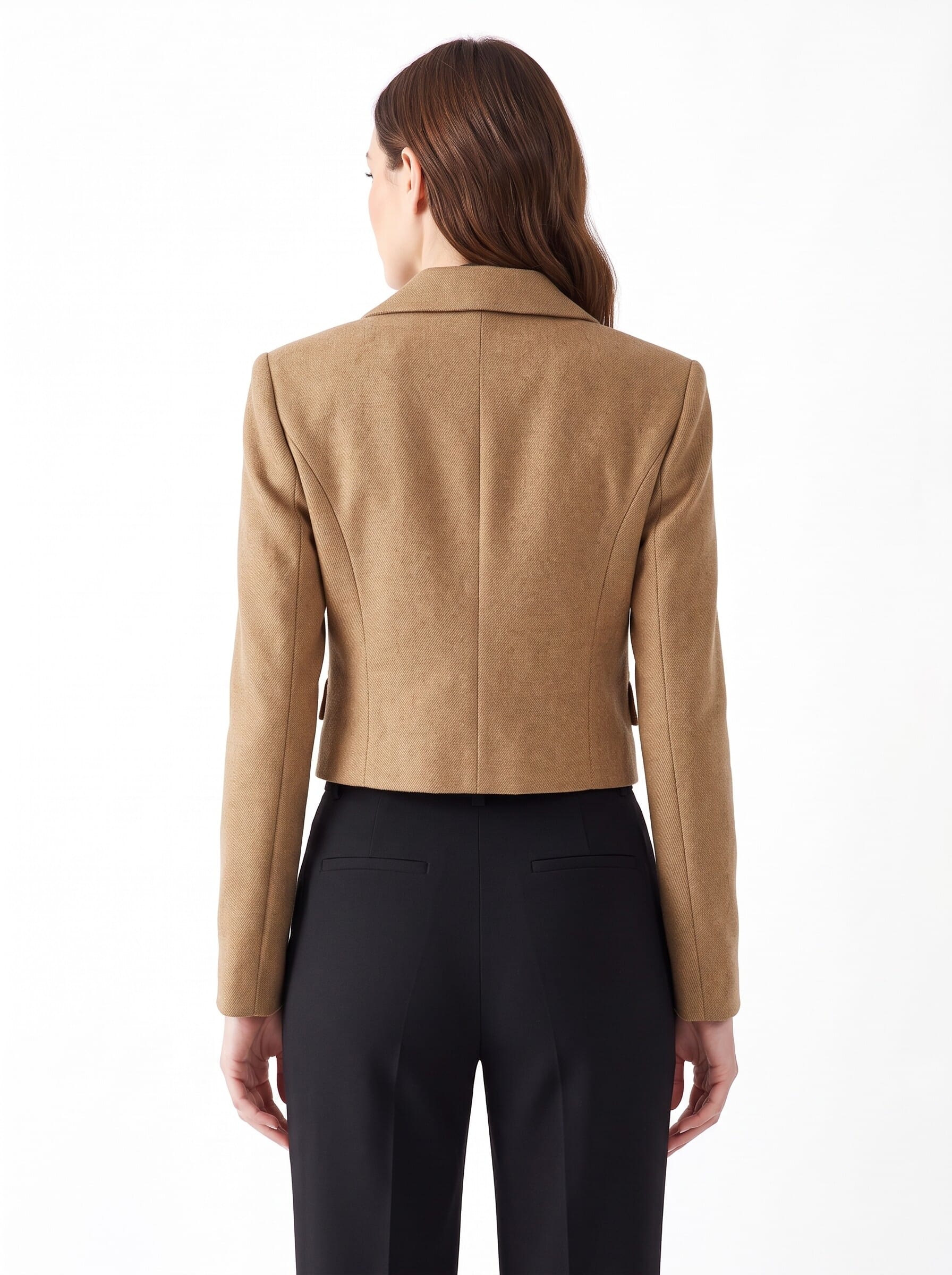 Rinascimento Cropped Blazer Jacket in Wool-Blend Twill