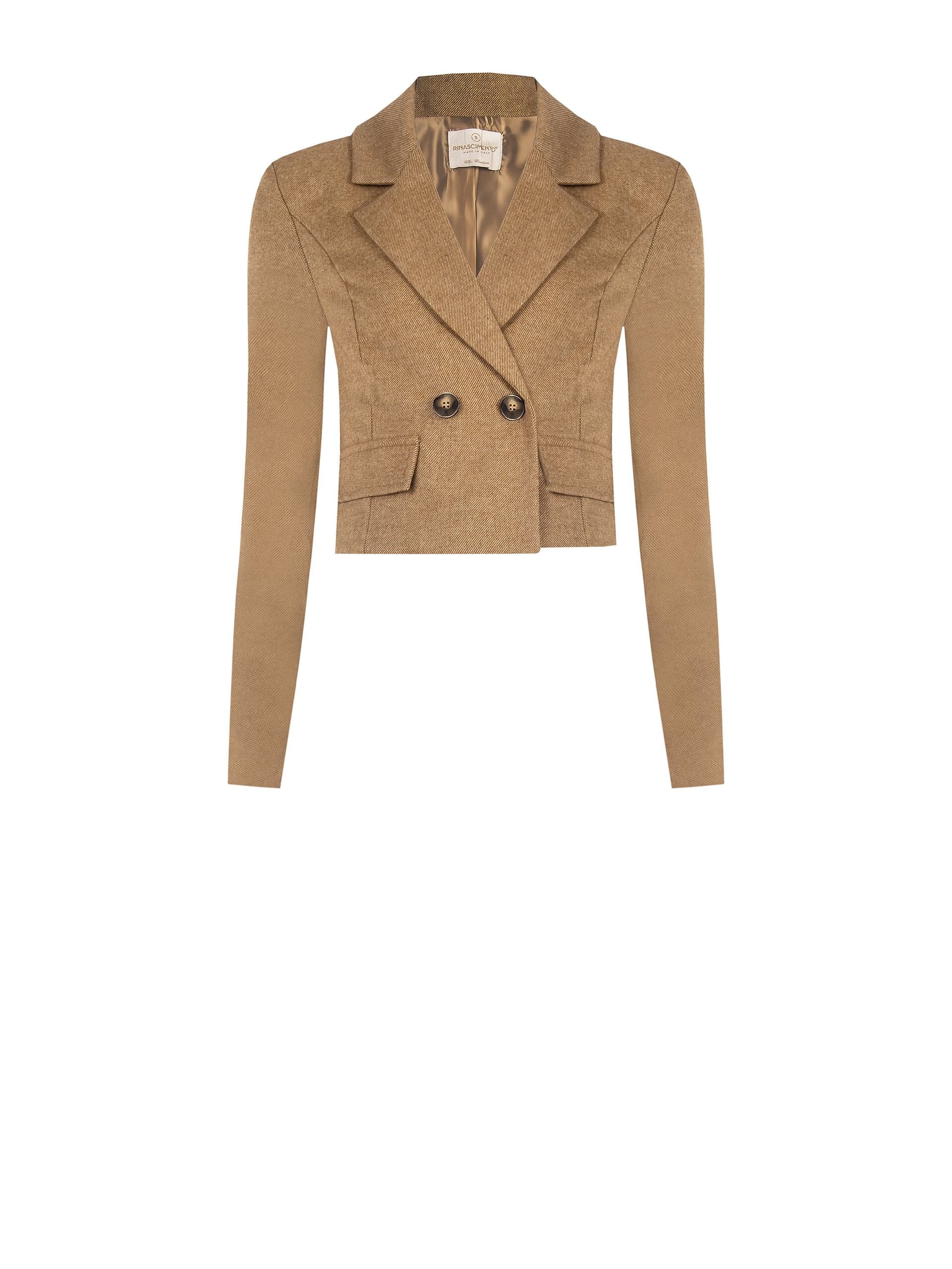 Rinascimento Cropped Blazer Jacket in Wool-Blend Twill