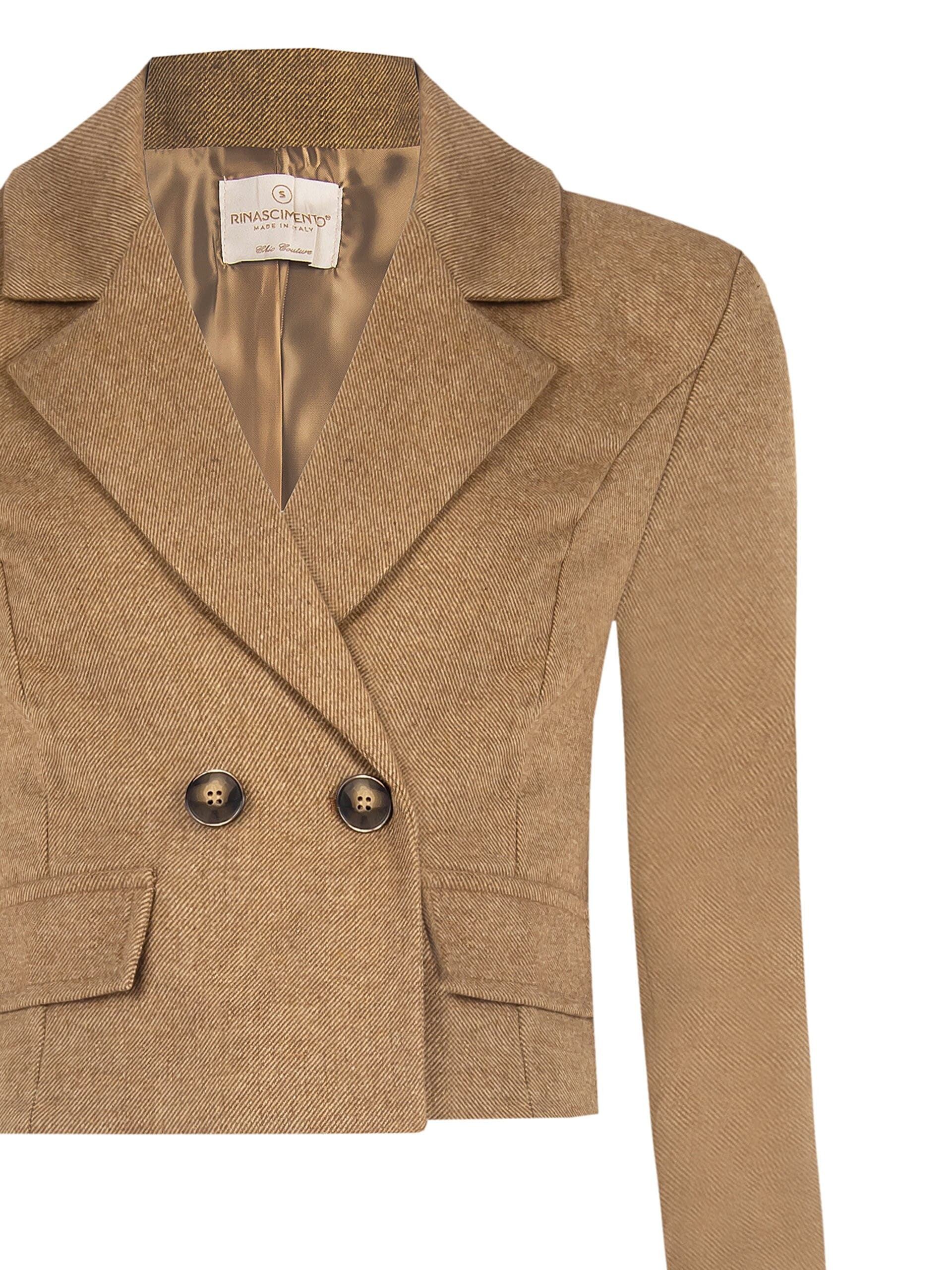 Rinascimento Cropped Blazer Jacket in Wool-Blend Twill