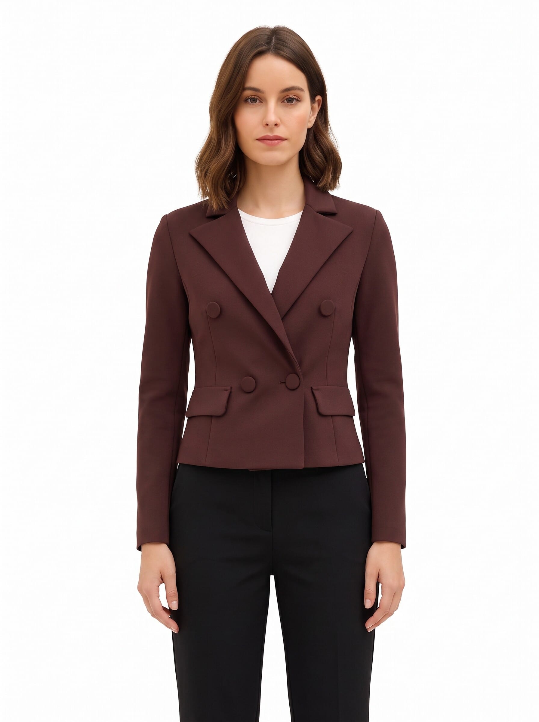 Rinascimento Short, Fitted Scuba Crepe Blazer Jacket