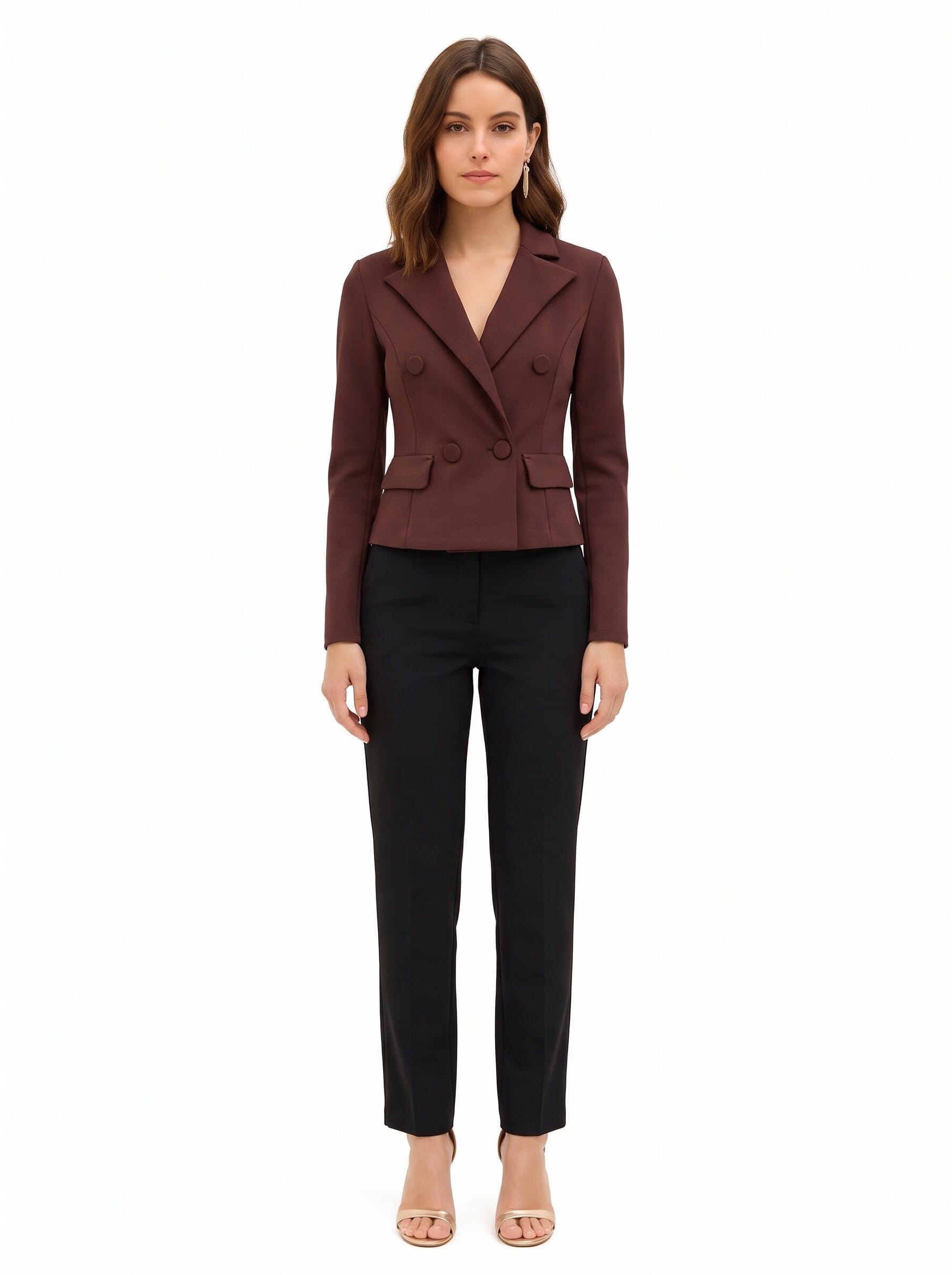 Rinascimento Short, Fitted Scuba Crepe Blazer Jacket