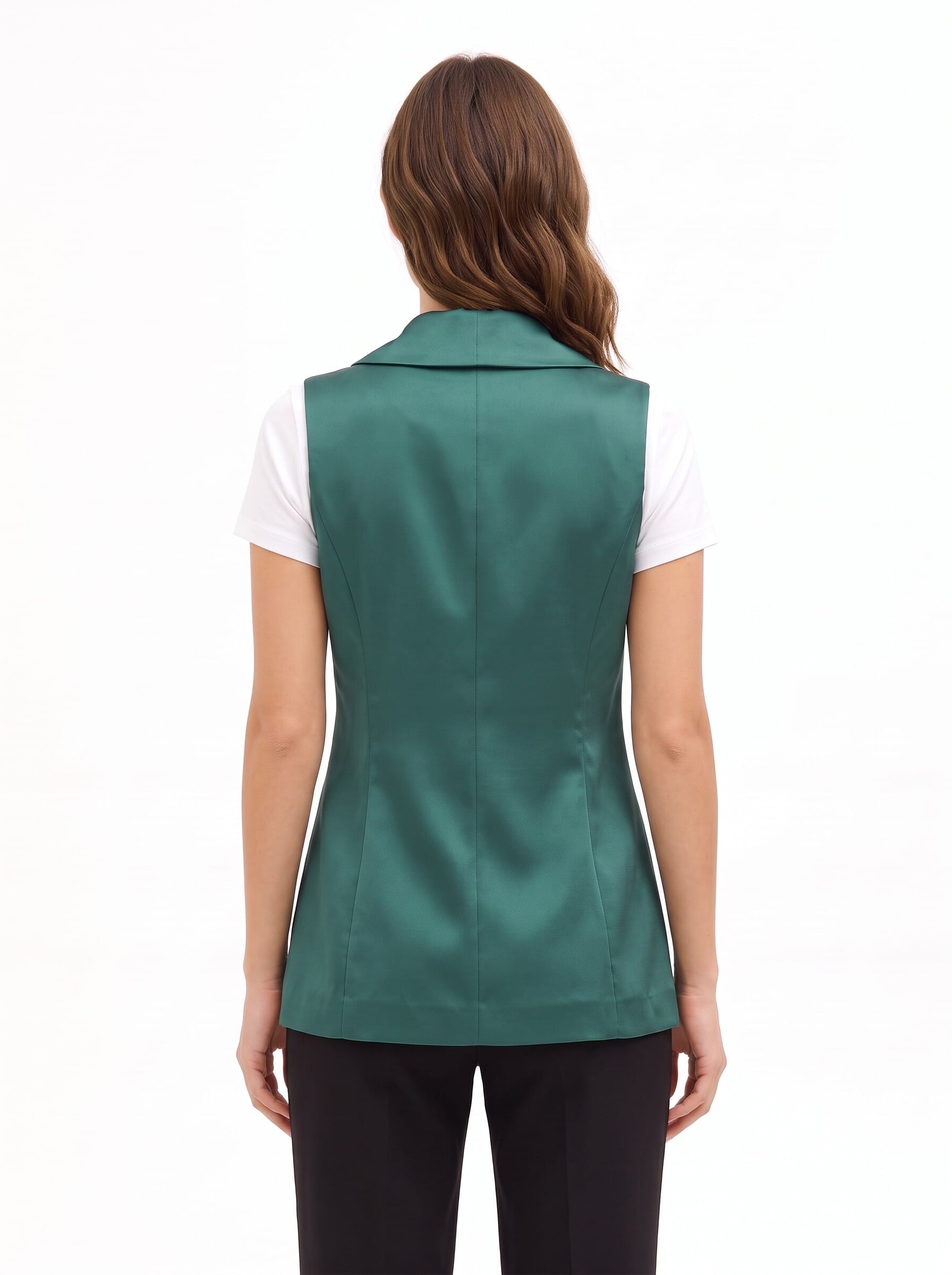 Long, Fitted Satin Waist-Defining Waistcoat by Rinascimento