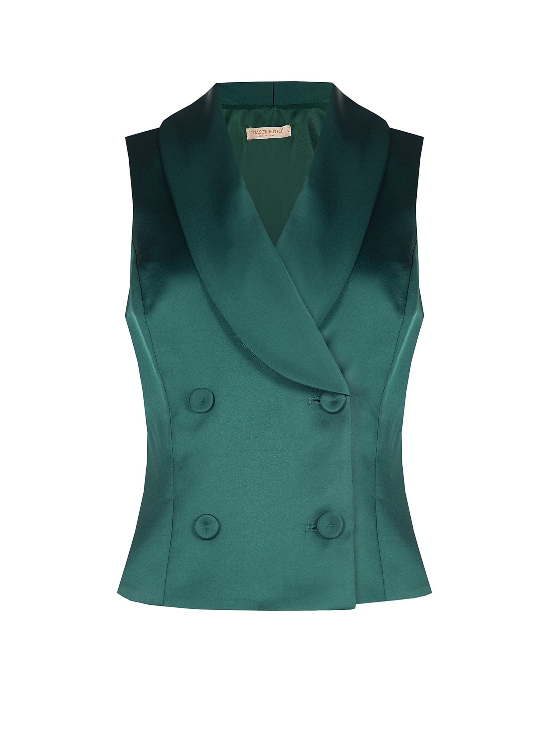 Long, Fitted Satin Waist-Defining Waistcoat by Rinascimento