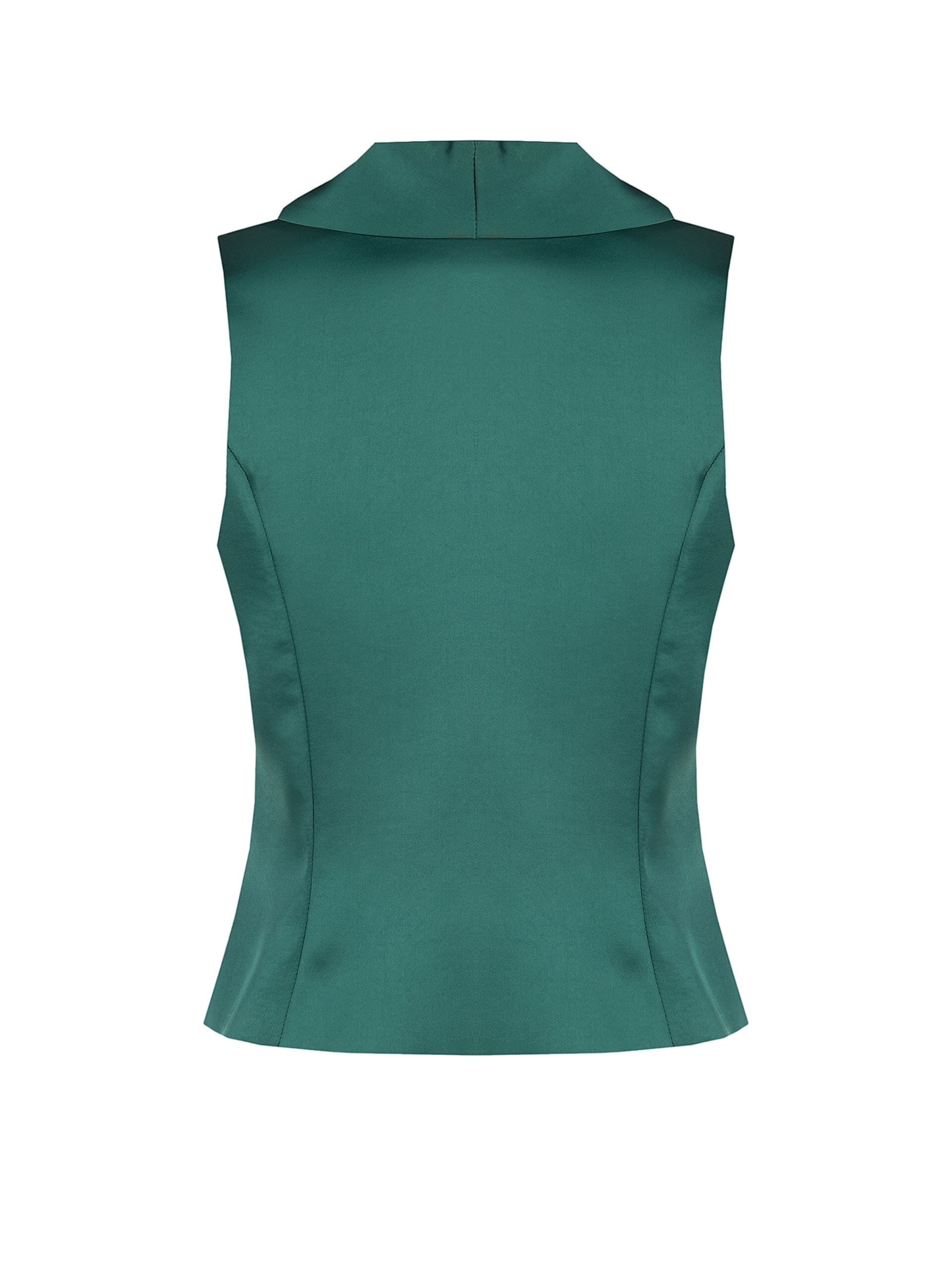 Long, Fitted Satin Waist-Defining Waistcoat by Rinascimento