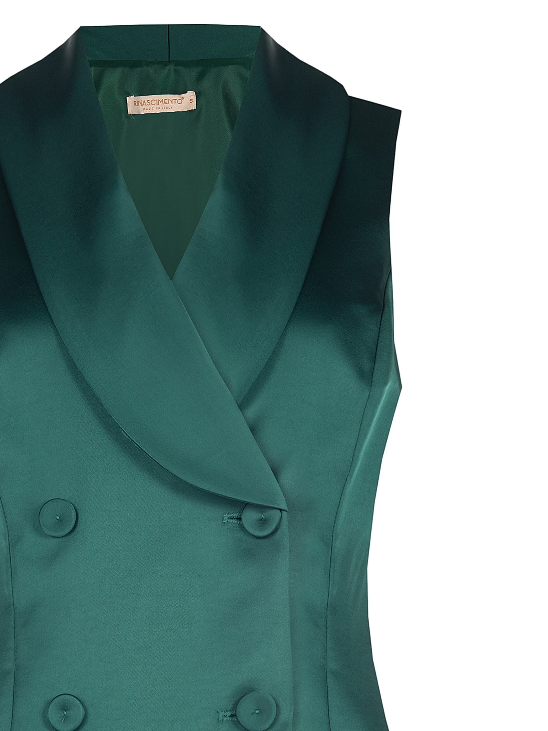 Long, Fitted Satin Waist-Defining Waistcoat by Rinascimento