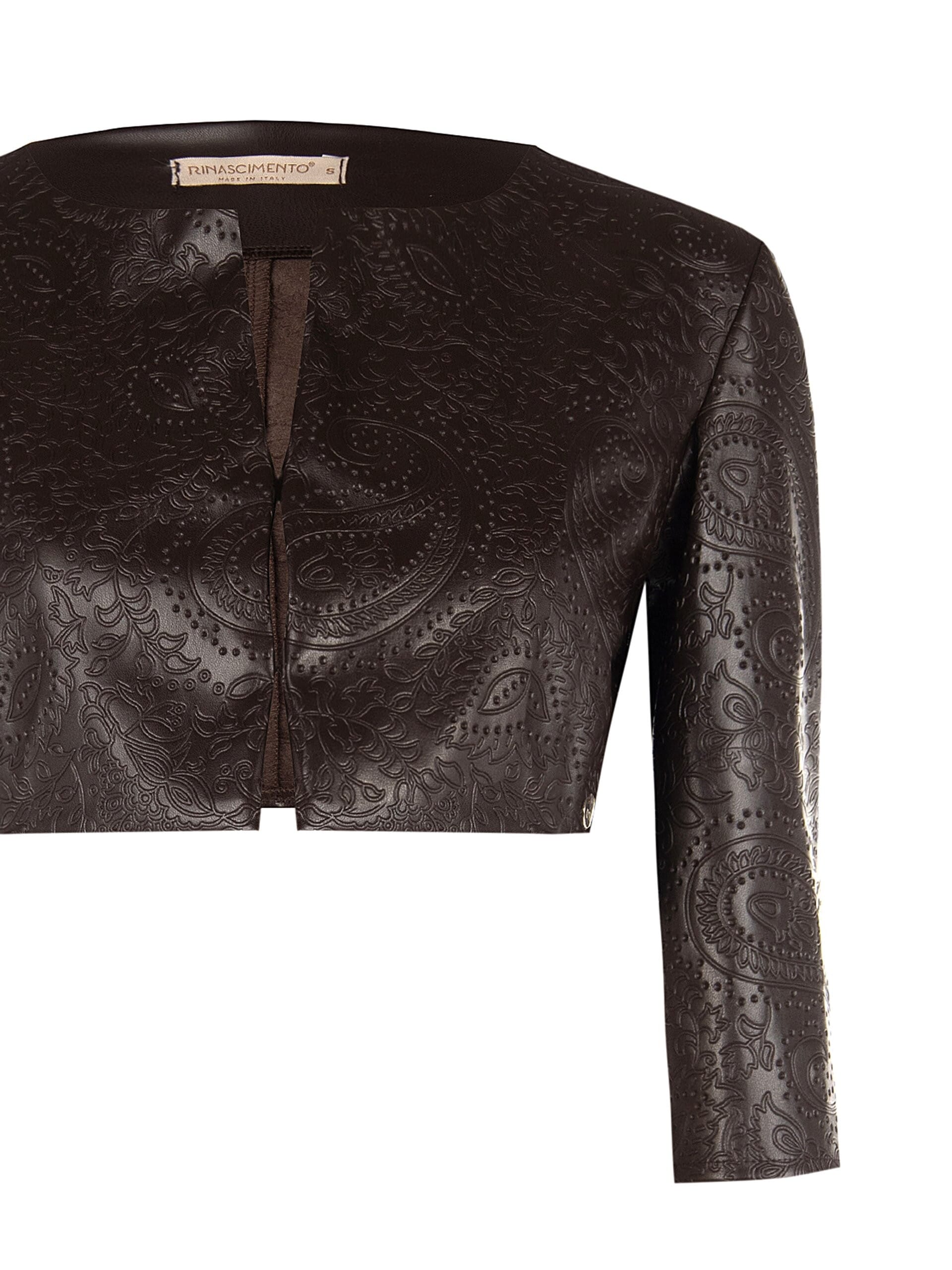 Boléro en simili-cuir gaufré avec motif Paisley Rinascimento