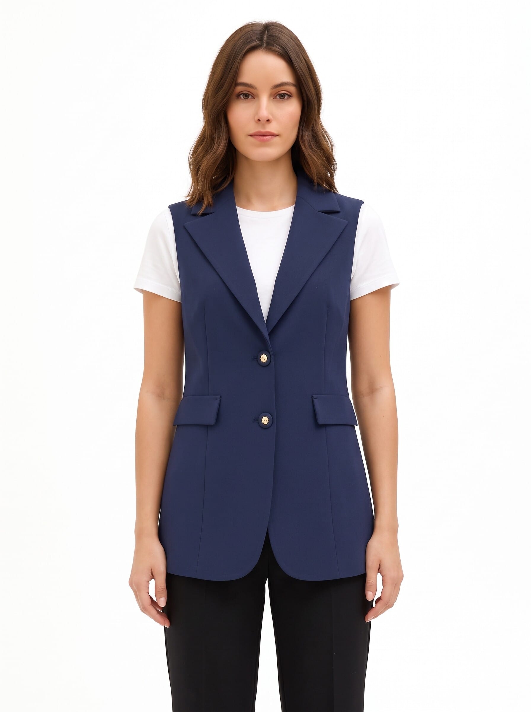 Long, Fitted Waistcoat in Rinascimento Technical Fabric