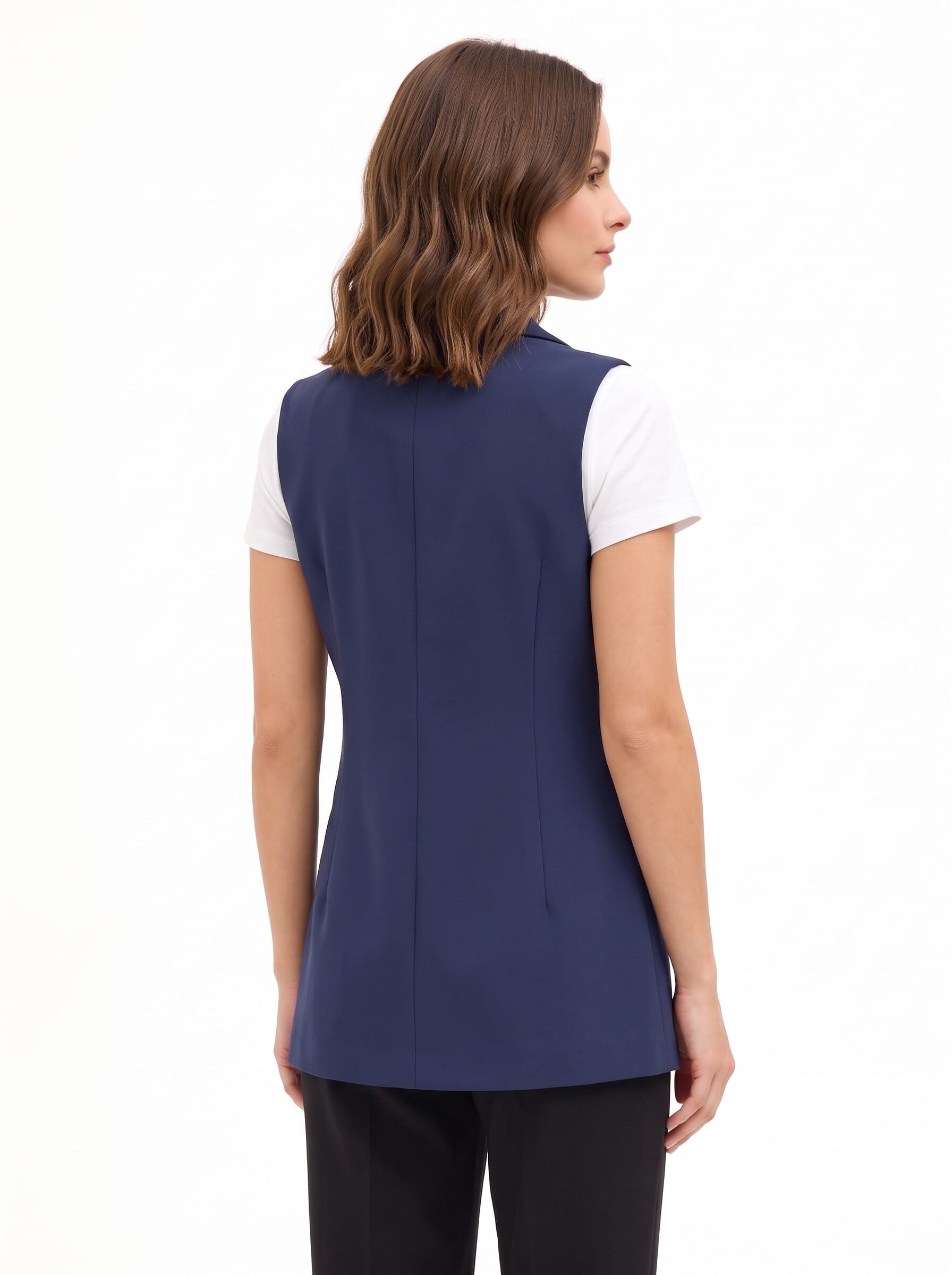 Long, Fitted Waistcoat in Rinascimento Technical Fabric