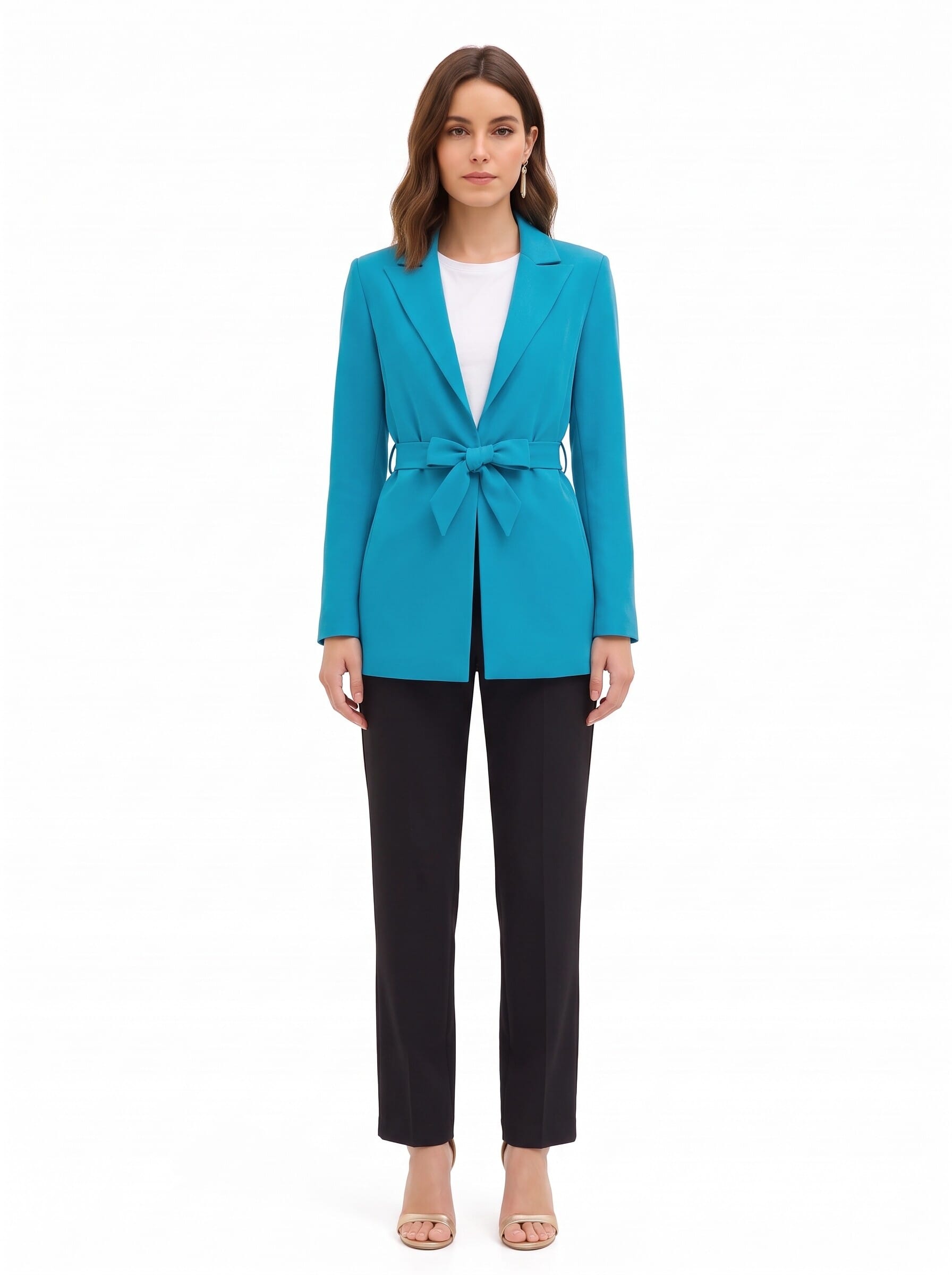 Open-fronted Cadi fabric blazer with matching belt by Rinascimento