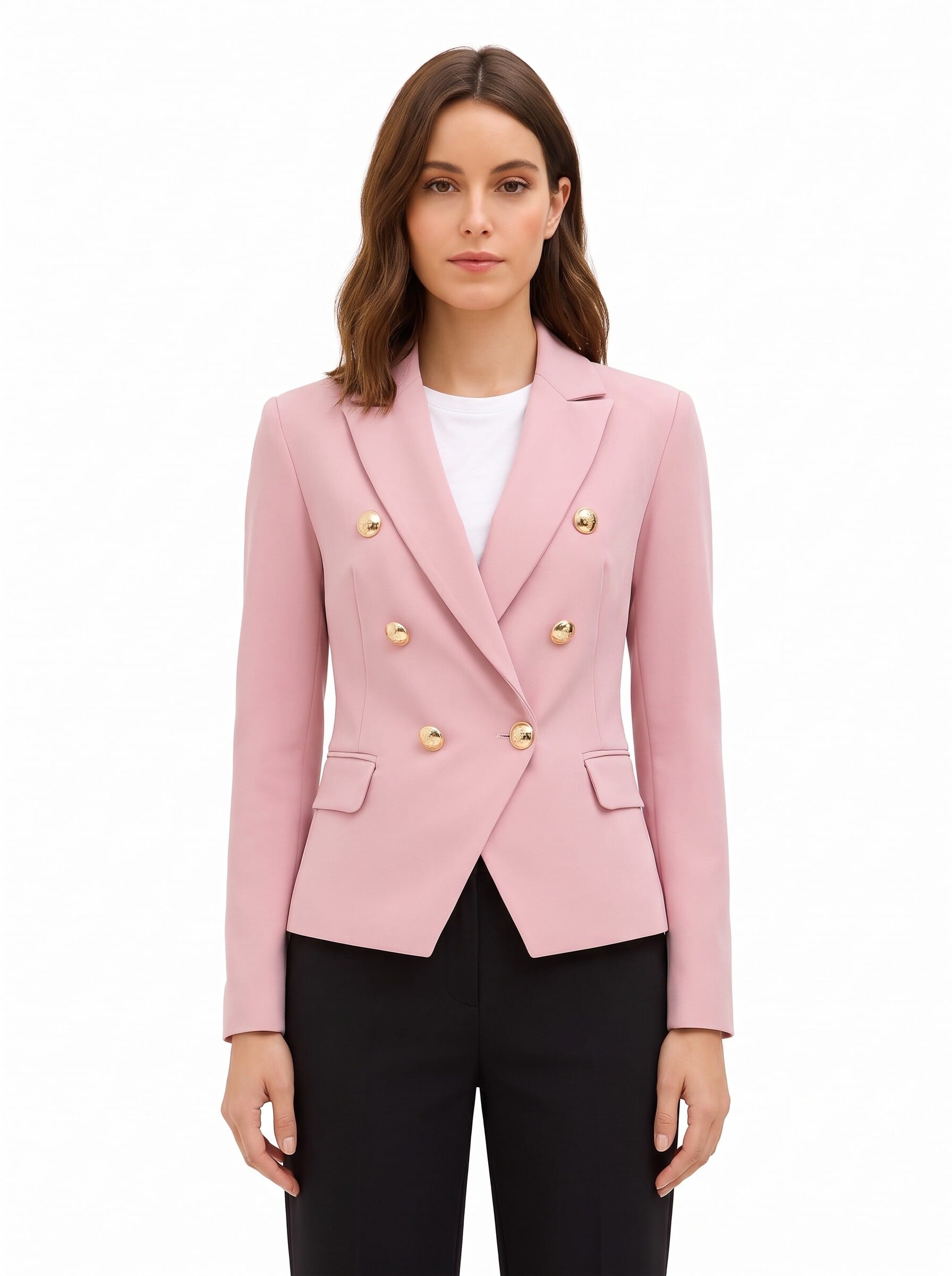 Short, Fitted Blazer Jacket in Technical Fabric with Rinascimento Logo Buttons