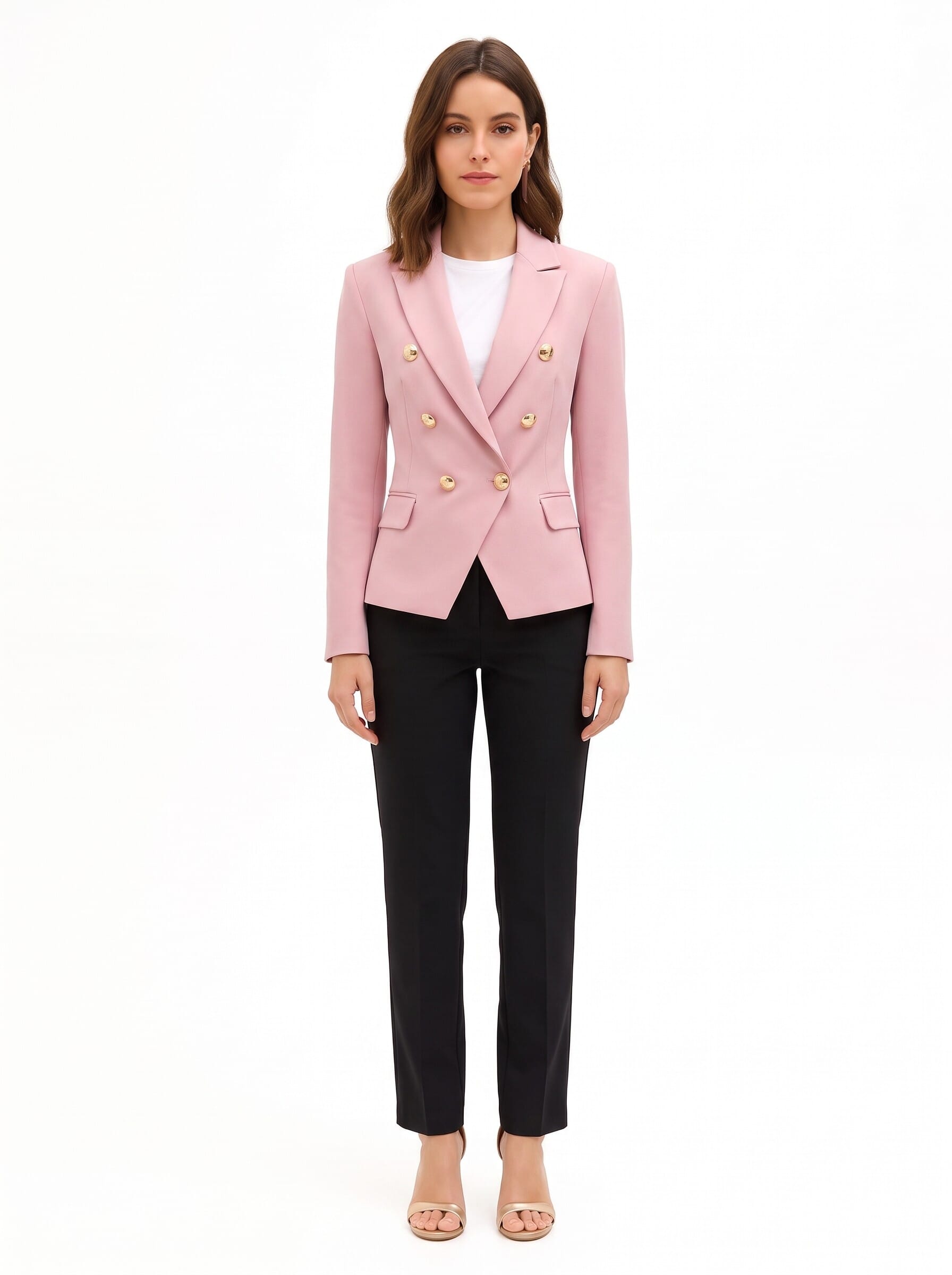 Short, Fitted Blazer Jacket in Technical Fabric with Rinascimento Logo Buttons