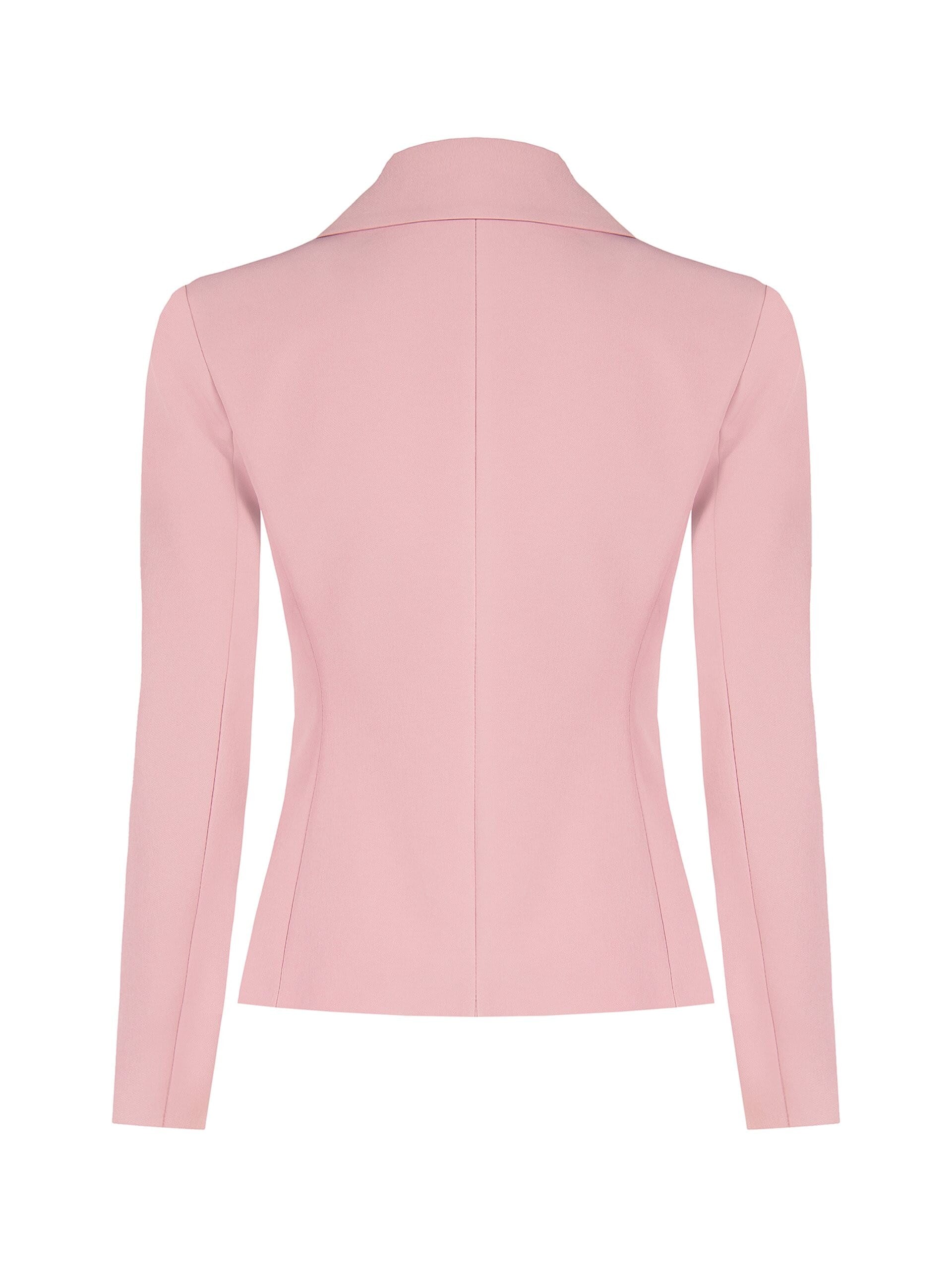 Short, Fitted Blazer Jacket in Technical Fabric with Rinascimento Logo Buttons