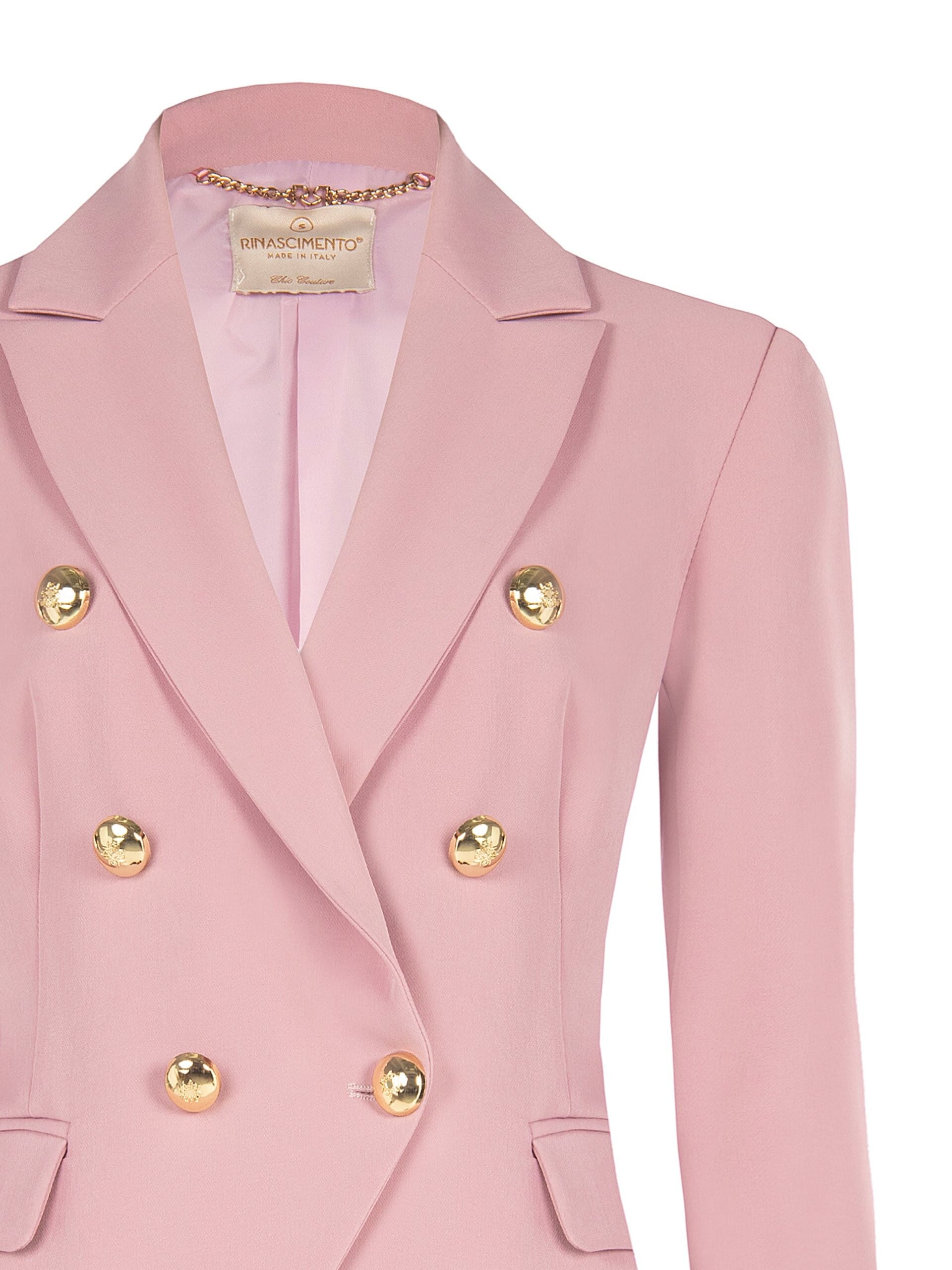 Short, Fitted Blazer Jacket in Technical Fabric with Rinascimento Logo Buttons