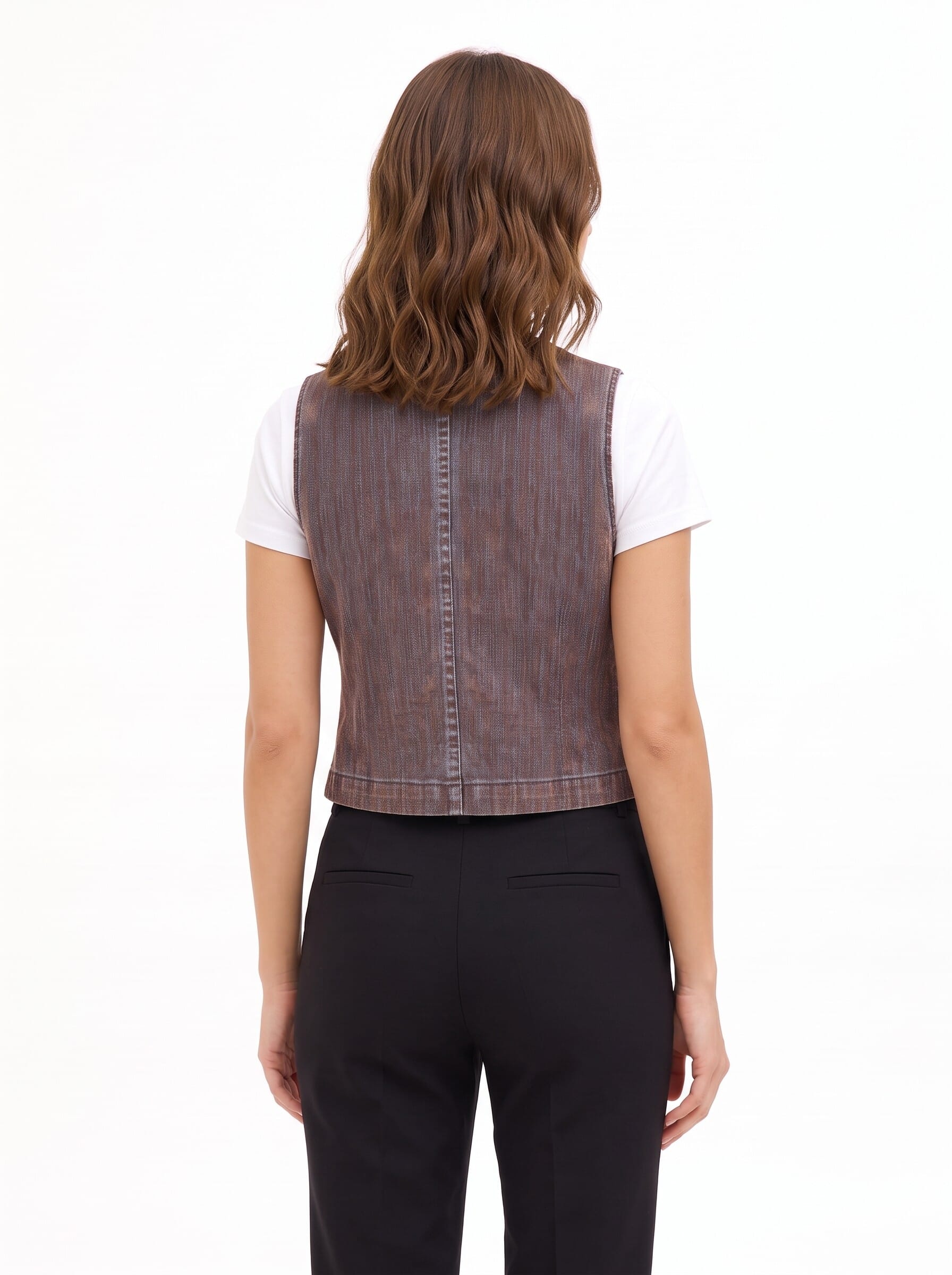 Velvet Denim Waistcoat with Rinascimento Logo Buttons