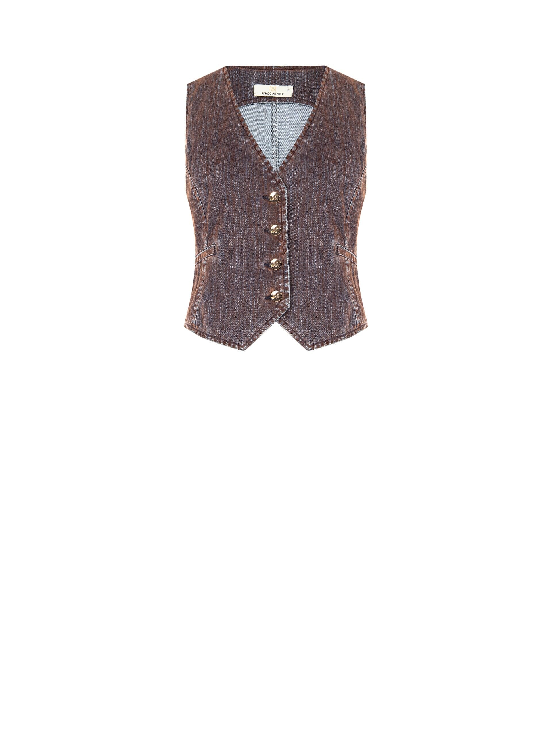 Velvet Denim Waistcoat with Rinascimento Logo Buttons