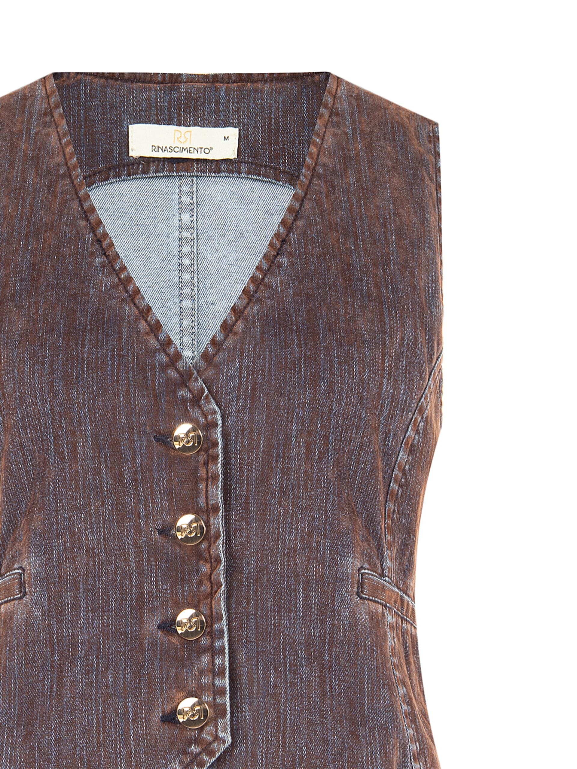 Velvet Denim Waistcoat with Rinascimento Logo Buttons