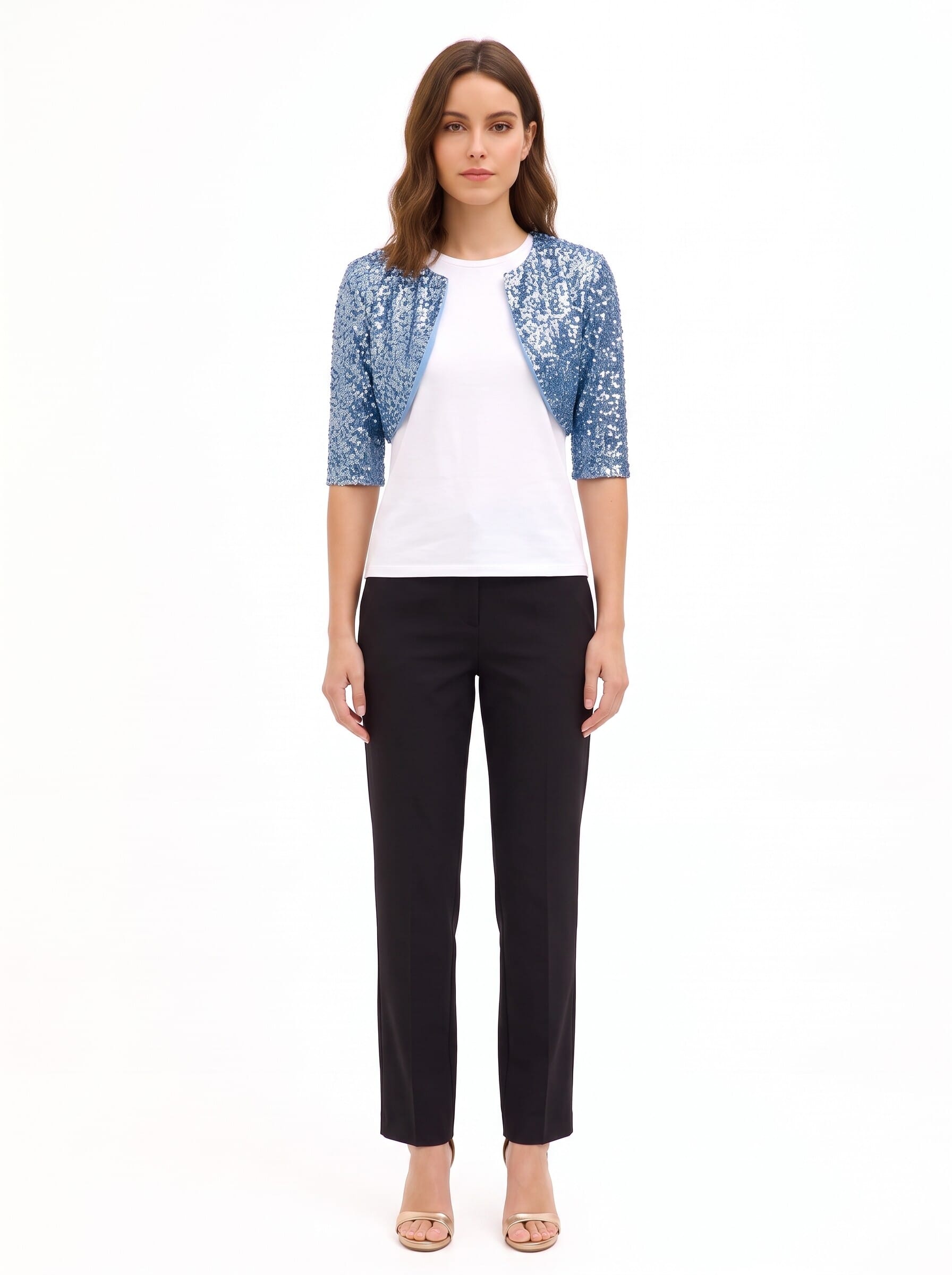 Rinascimento Open-Front Bolero Shawl Covered in Sequins