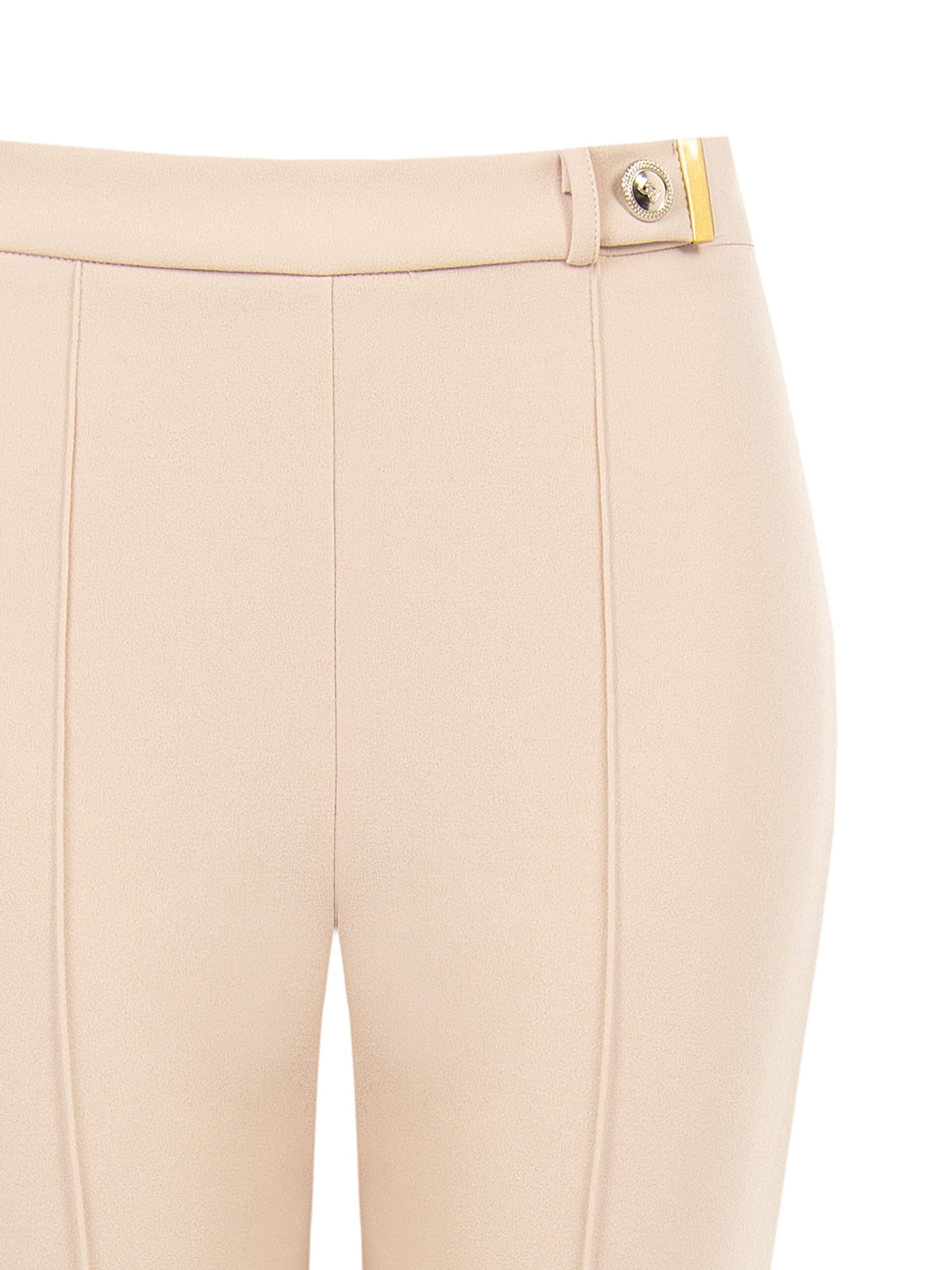 Pantaloni A Zampa In Scuba Crepe Con Bottone Logo Decorativo Rinascimento