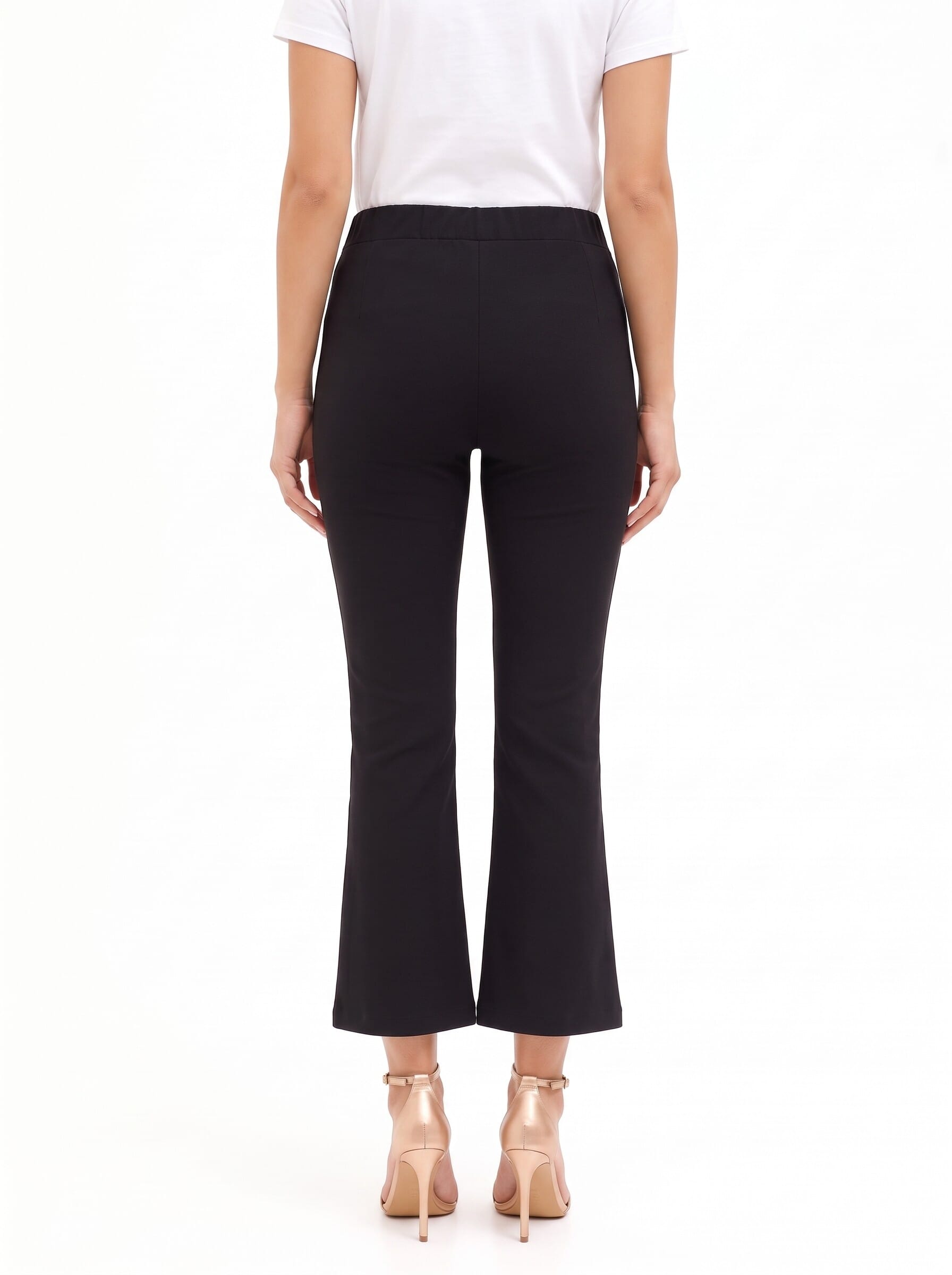Pantaloni Flare Cropped In Misto Viscosa Con Elastico In Vita Rinascimento
