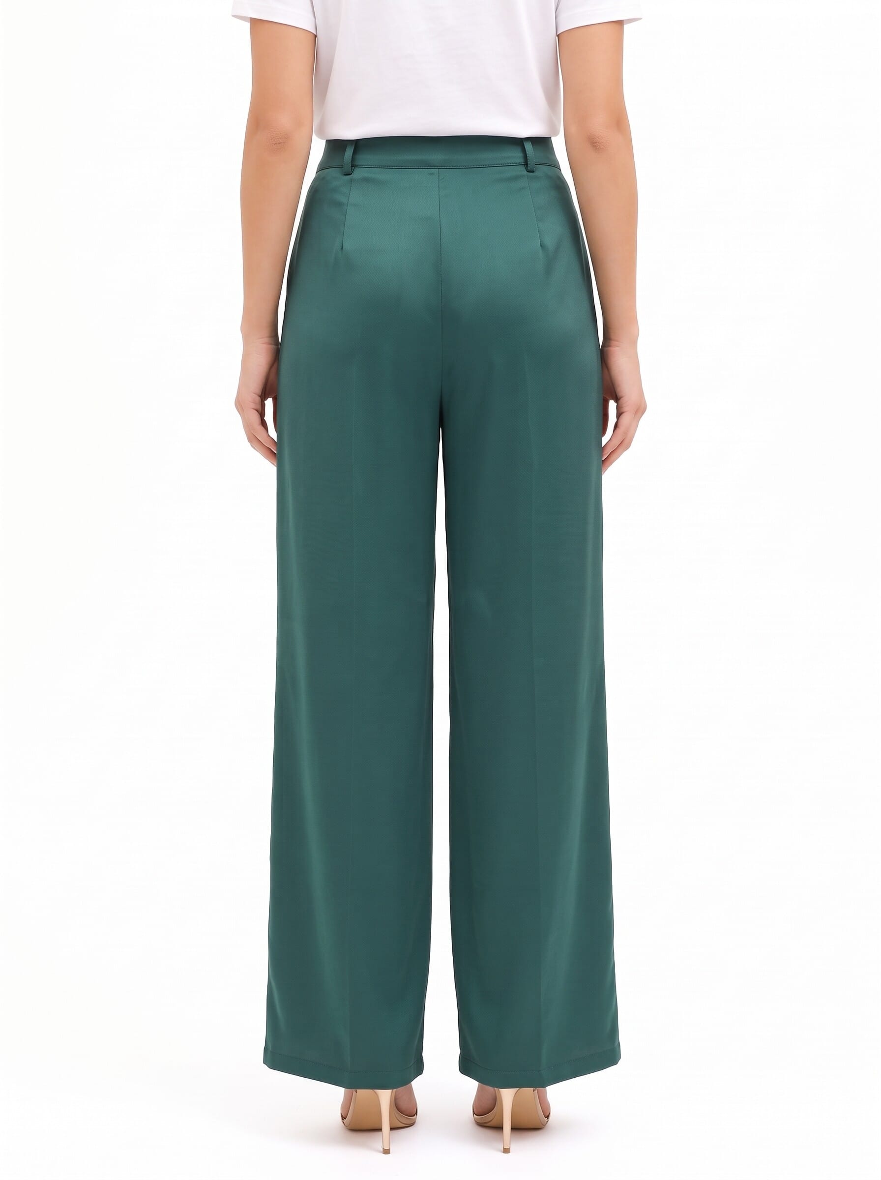 Pantaloni Palazzo In Raso Con Tasche E Pinces Rinascimento