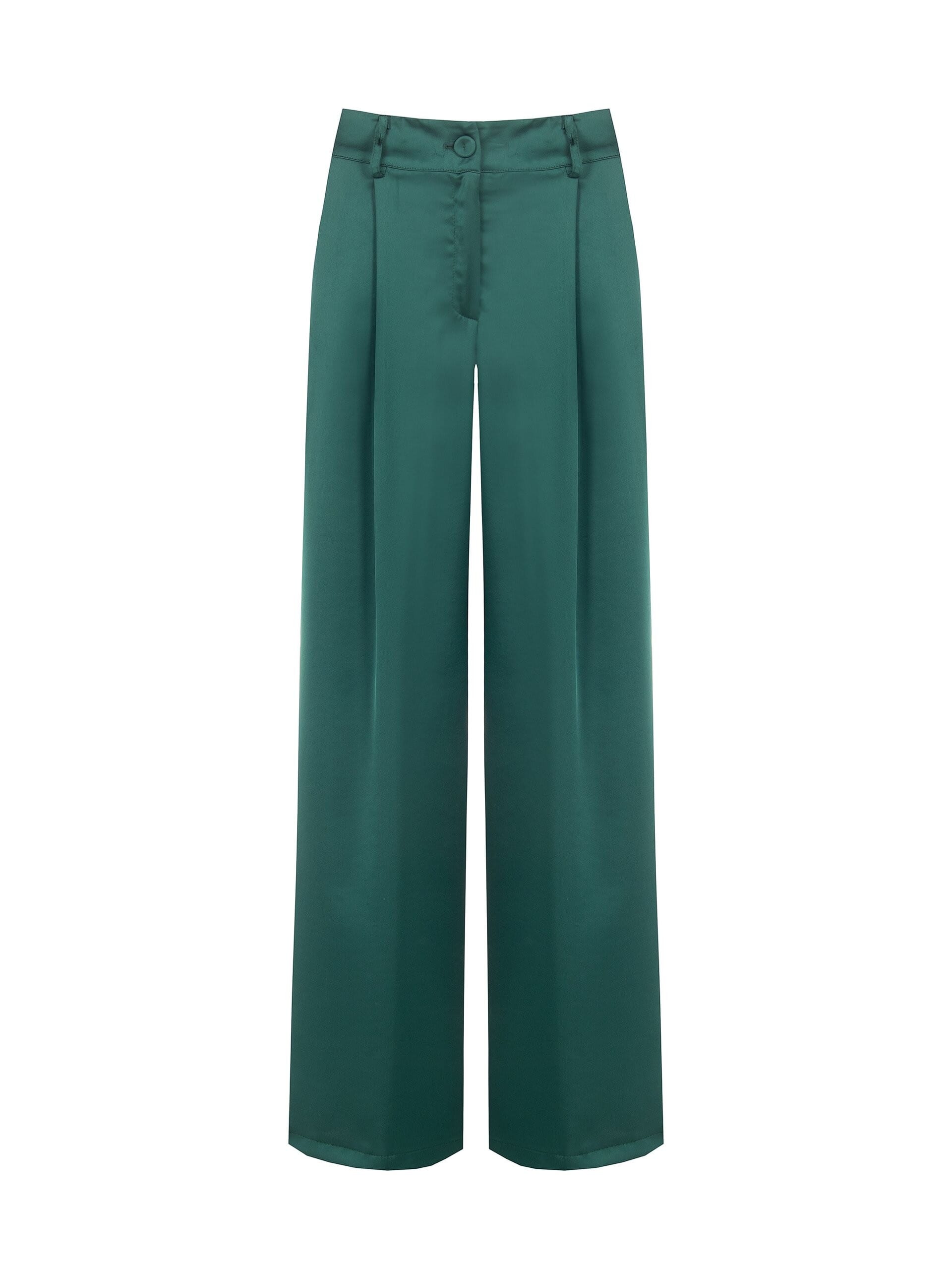 Pantaloni Palazzo In Raso Con Tasche E Pinces Rinascimento