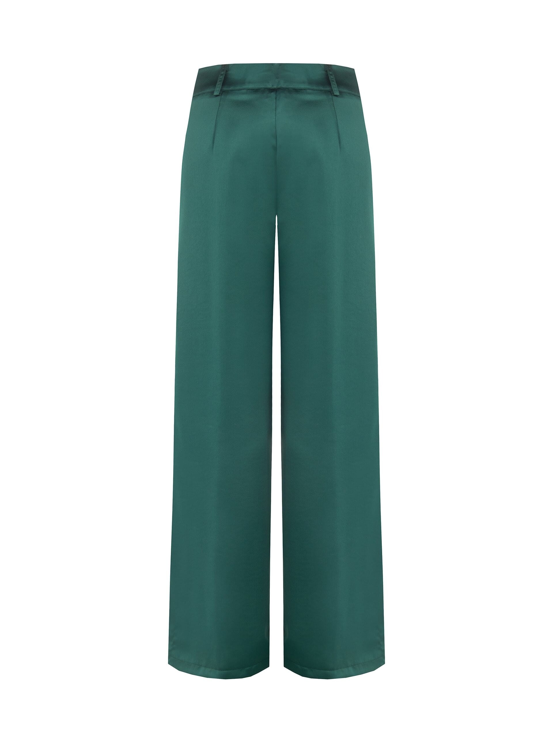 Pantaloni Palazzo In Raso Con Tasche E Pinces Rinascimento