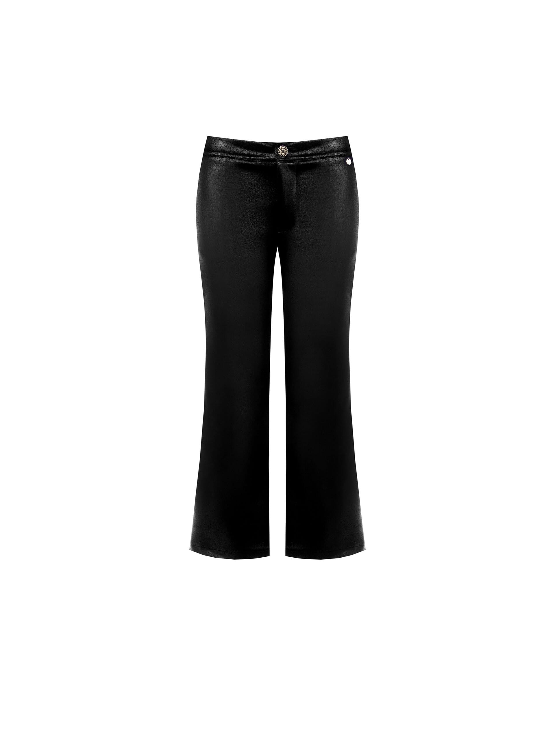 Pantaloni Cropped In Neoprene Leggero Satinato Effetto Pelle Con Tasche Rinascimento