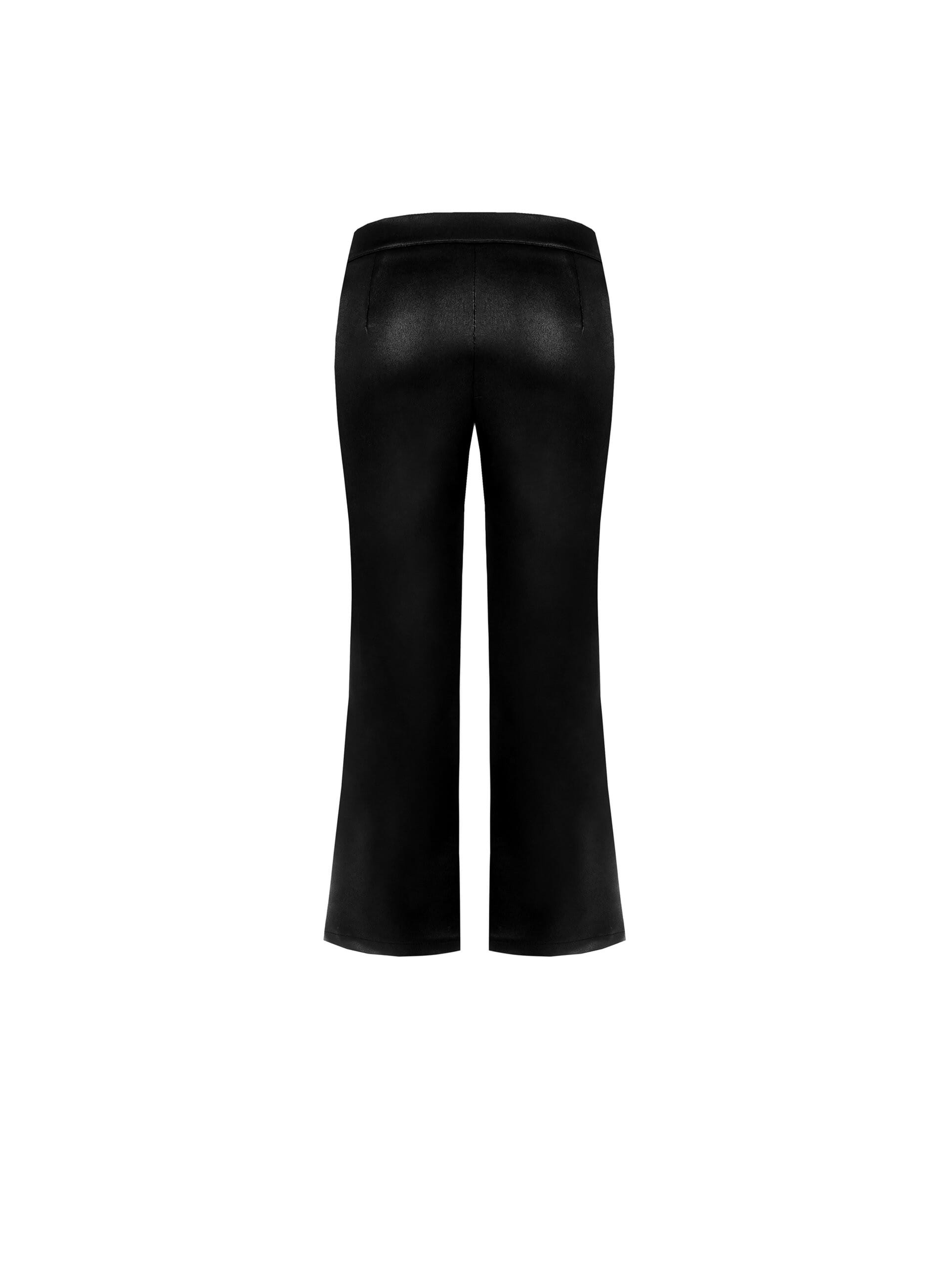 Pantaloni Cropped In Neoprene Leggero Satinato Effetto Pelle Con Tasche Rinascimento