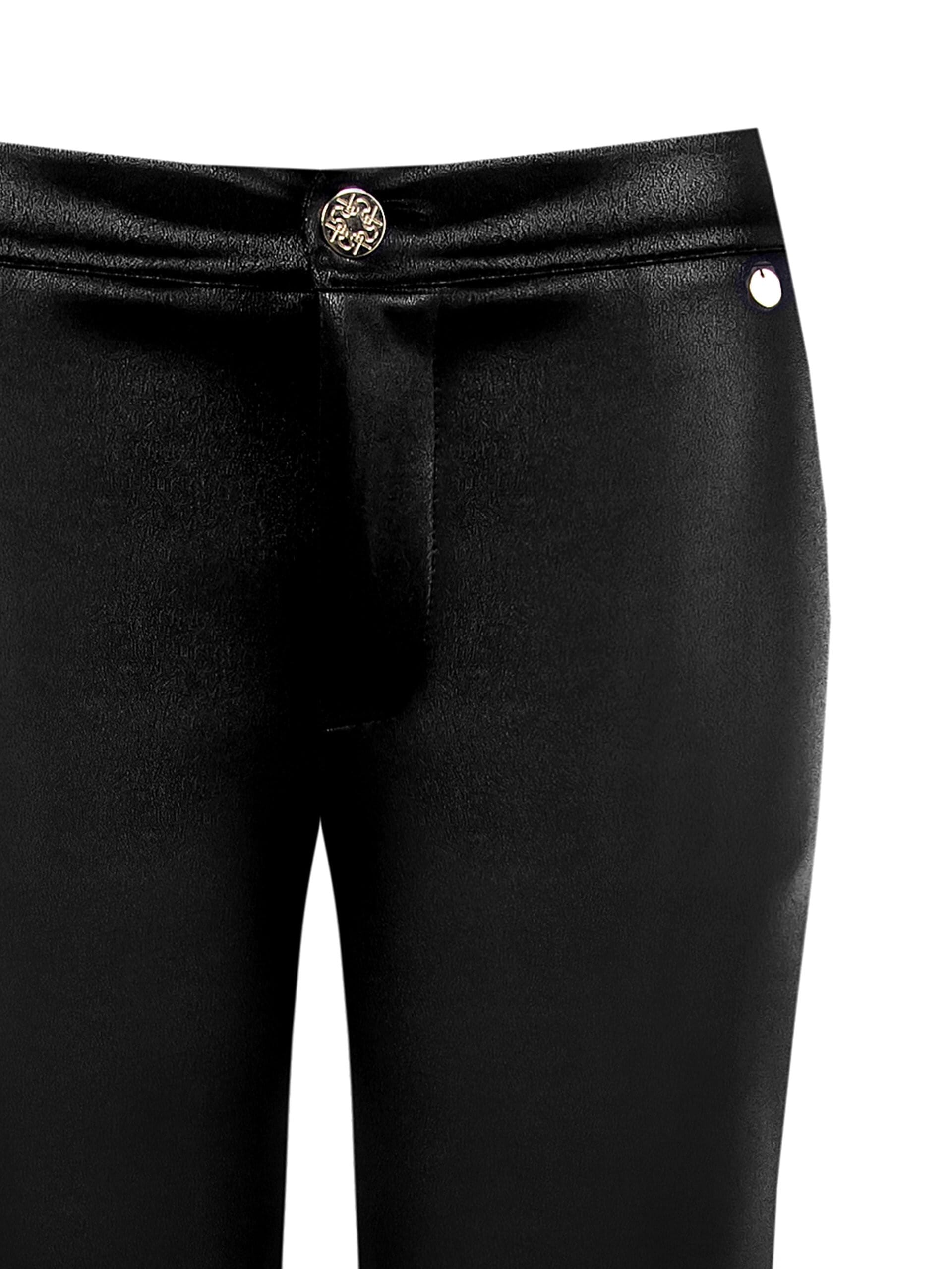 Pantaloni Cropped In Neoprene Leggero Satinato Effetto Pelle Con Tasche Rinascimento