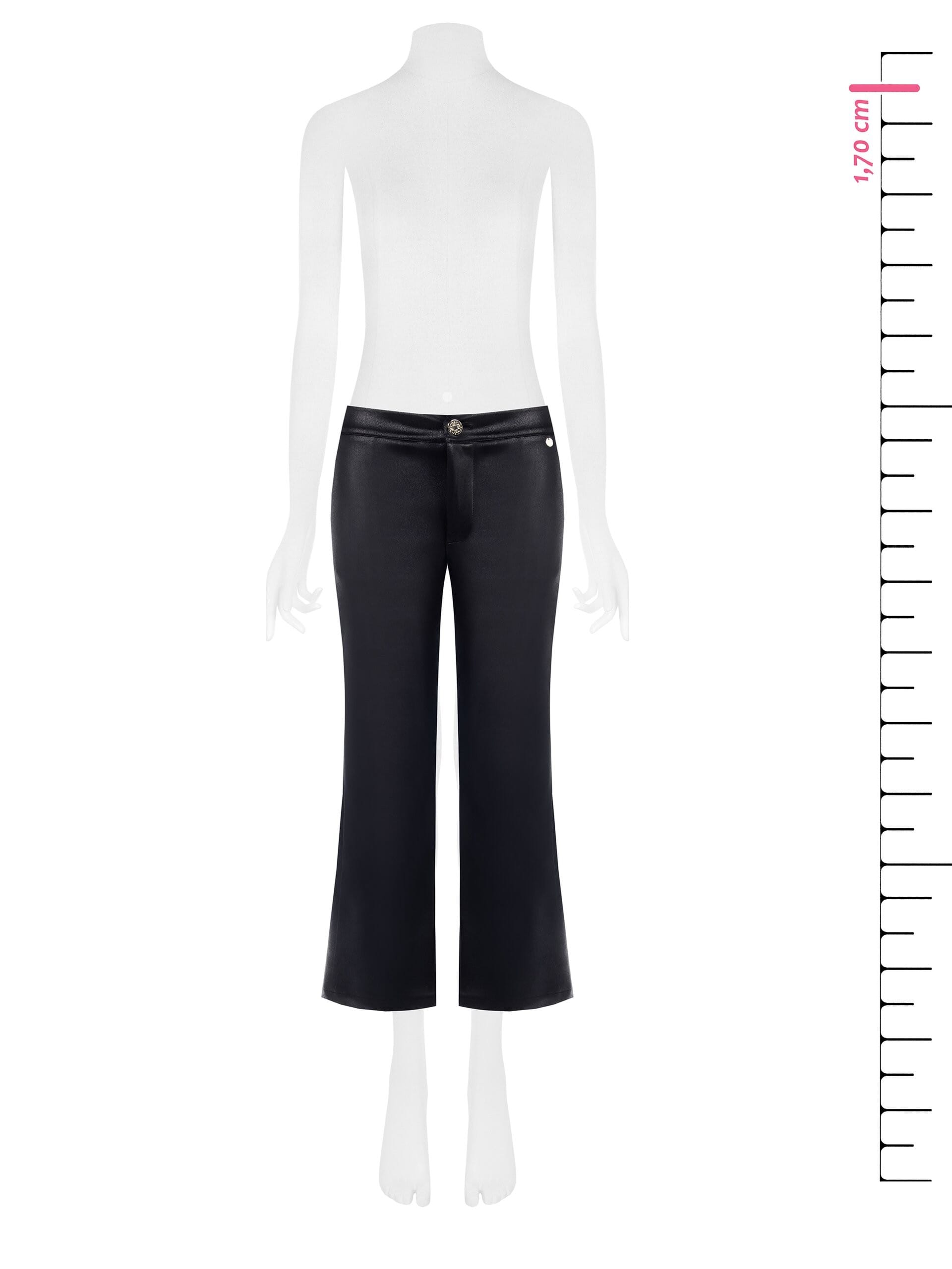 Pantaloni Cropped In Neoprene Leggero Satinato Effetto Pelle Con Tasche Rinascimento