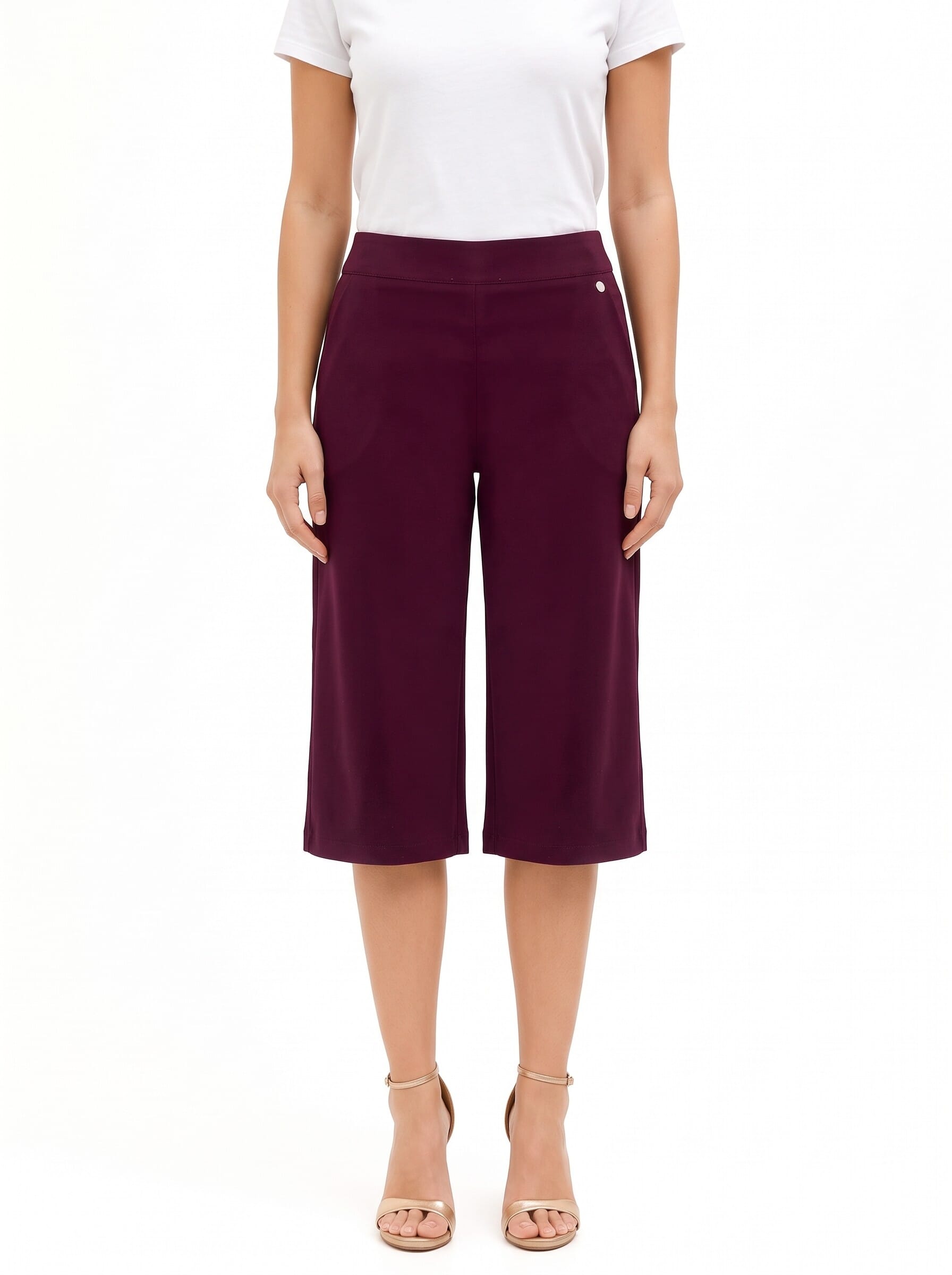 Pantalon court en tissu structuré extensible, avec poches et fermeture éclair latérale, Rinascimento