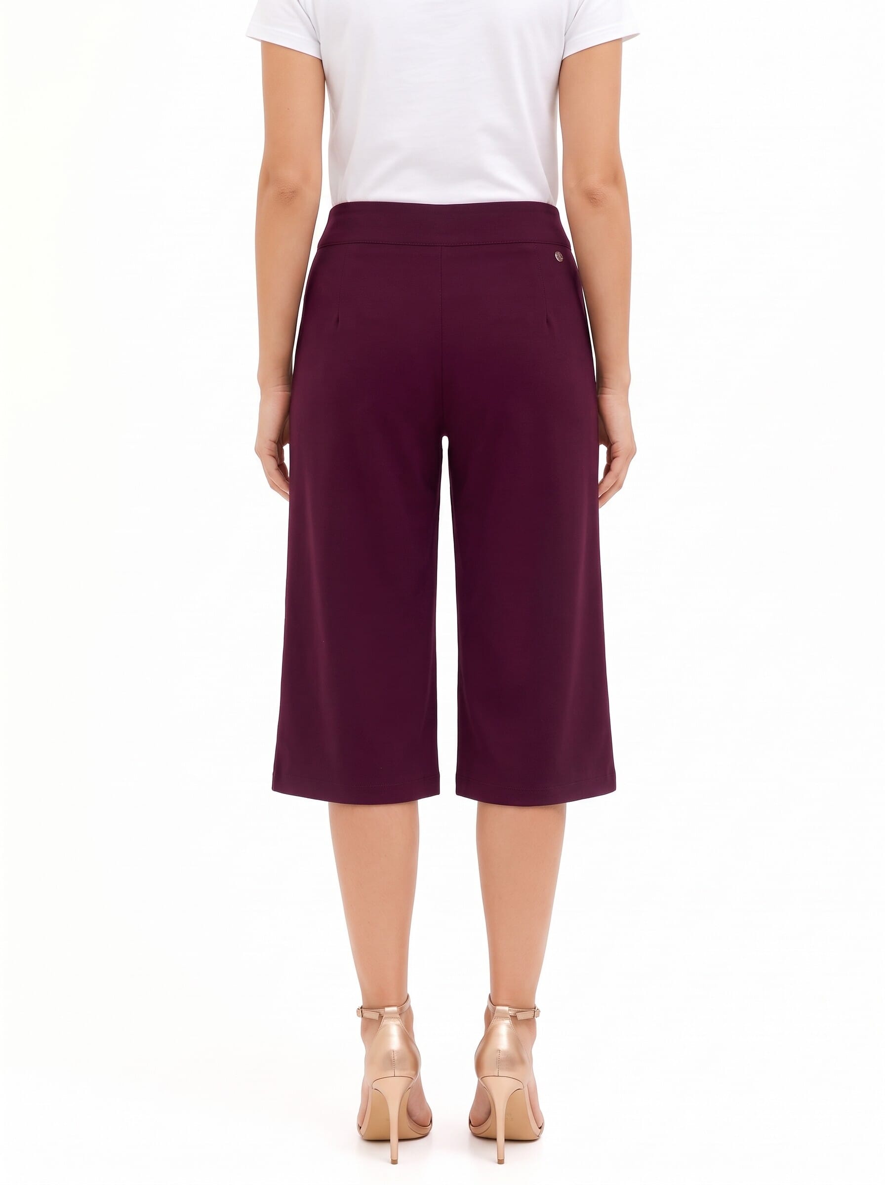Pantalon court en tissu structuré extensible, avec poches et fermeture éclair latérale, Rinascimento