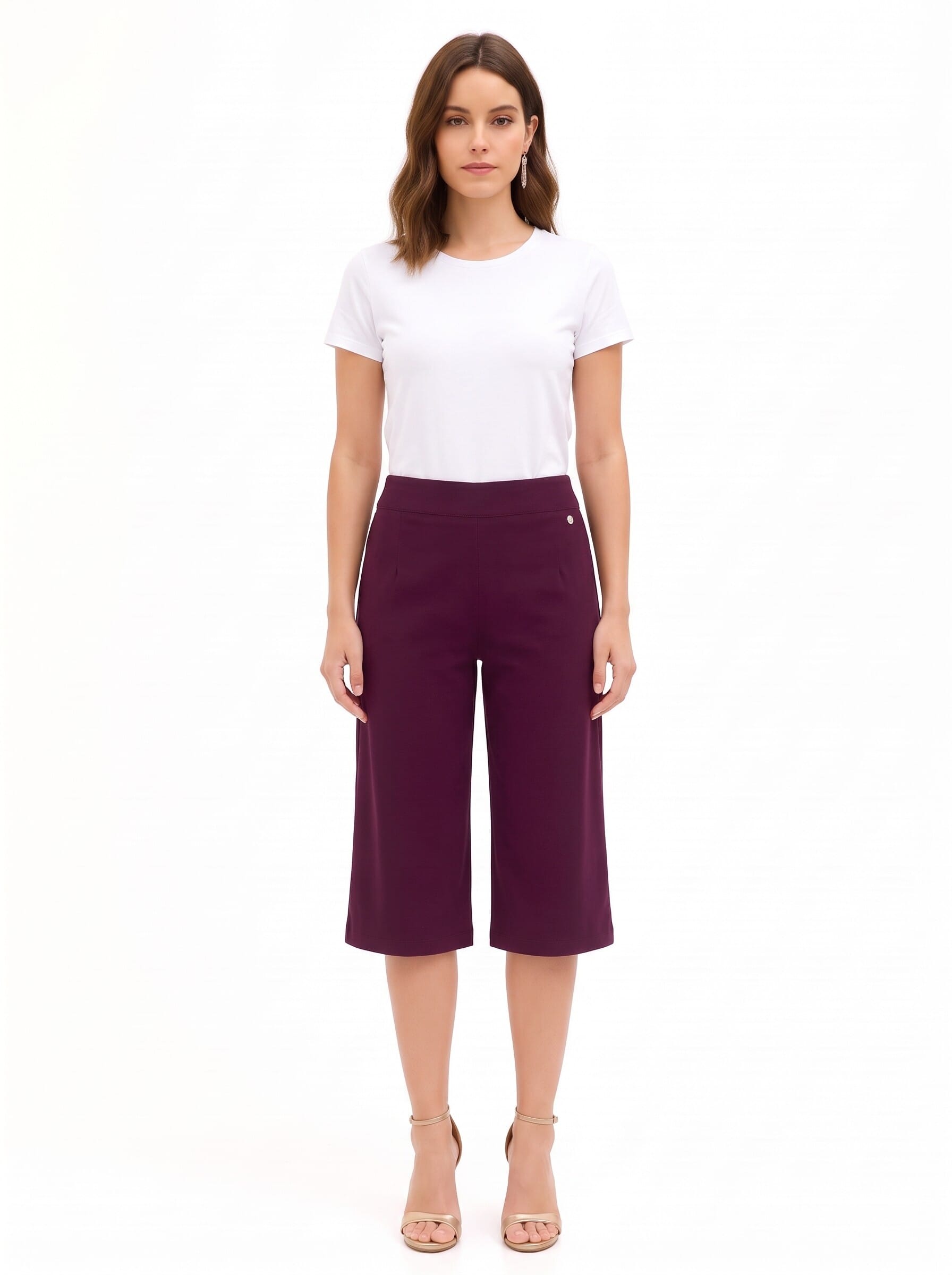Pantalon court en tissu structuré extensible, avec poches et fermeture éclair latérale, Rinascimento