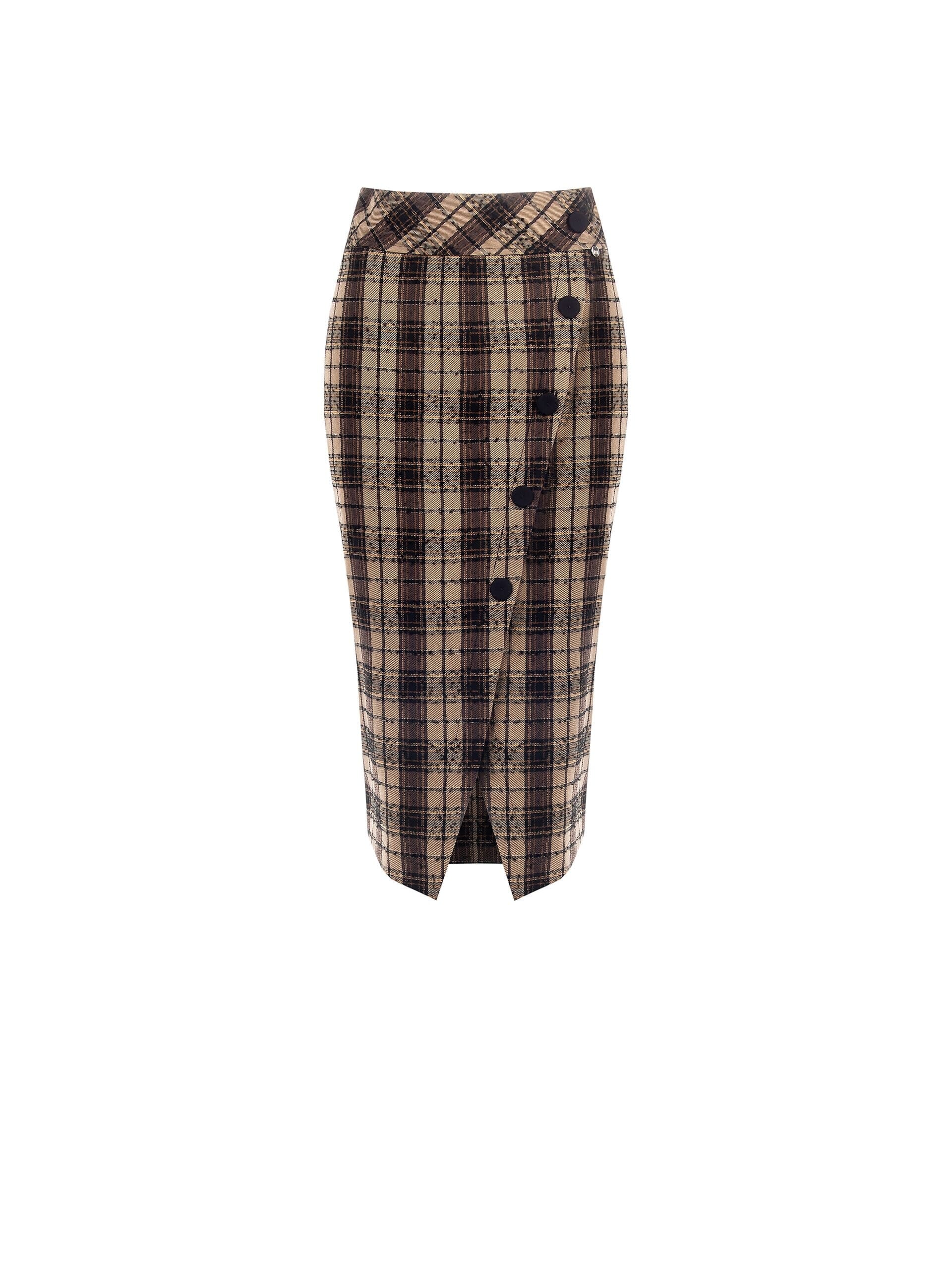 Gonna A Tubino Ad Incrocio In Tweed Con Bottoni Rinascimento