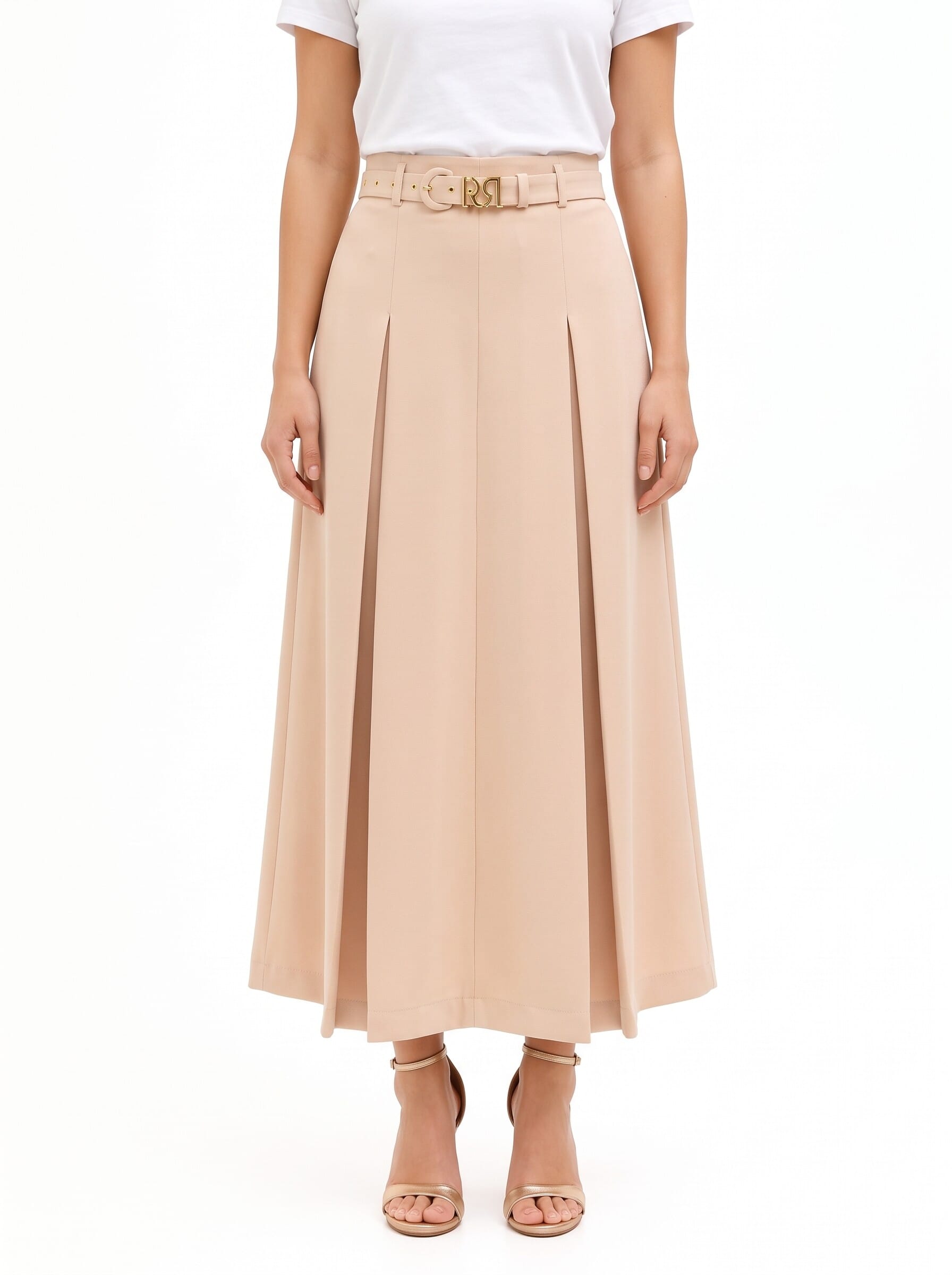 Gonna A Pieghe Maxi Con Cintura Rigida Coordinata Rinascimento