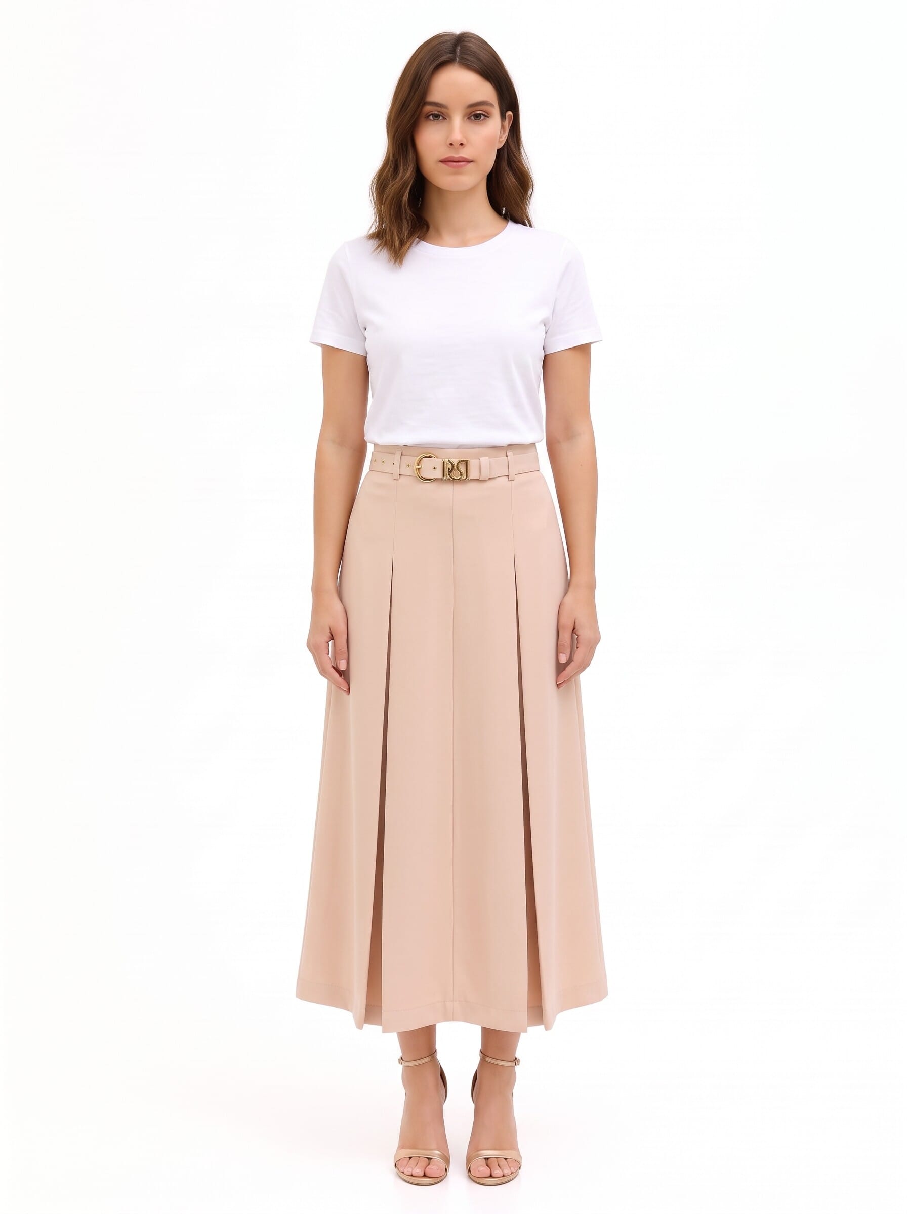 Gonna A Pieghe Maxi Con Cintura Rigida Coordinata Rinascimento