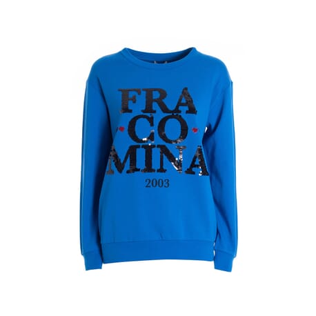 Wide Sweatshirt With Logo In Sequins Fracomina