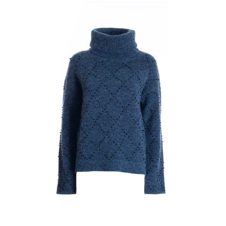 Wide Sweater With Rhombus Motif In Bright Strass Fracomina