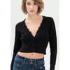 Cropped Cardigan With Lace Inserts On The Neckline Fracomina