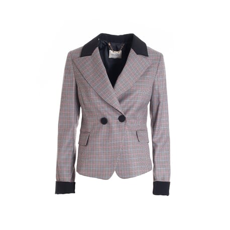 Regular Double-Breasted Blazer In Piede De Poule Fabric Fracomina