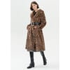 Wide Long Coat In Eco Fur In Animalier Pattern Fracomina