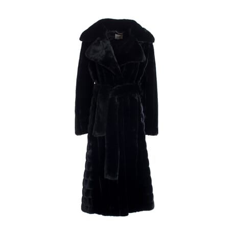 Regular Long Coat In Eco Fur Fracomina
