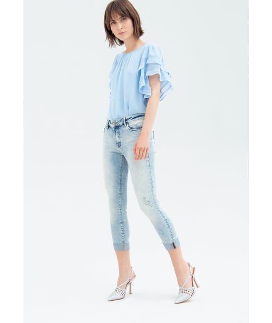 Jeans Slim In Denim Con Lavaggio Bleached Fracomina