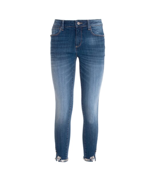 Jeans Cropped Effetto Push Up In Denim Con Lavaggio Scuro Fracomina