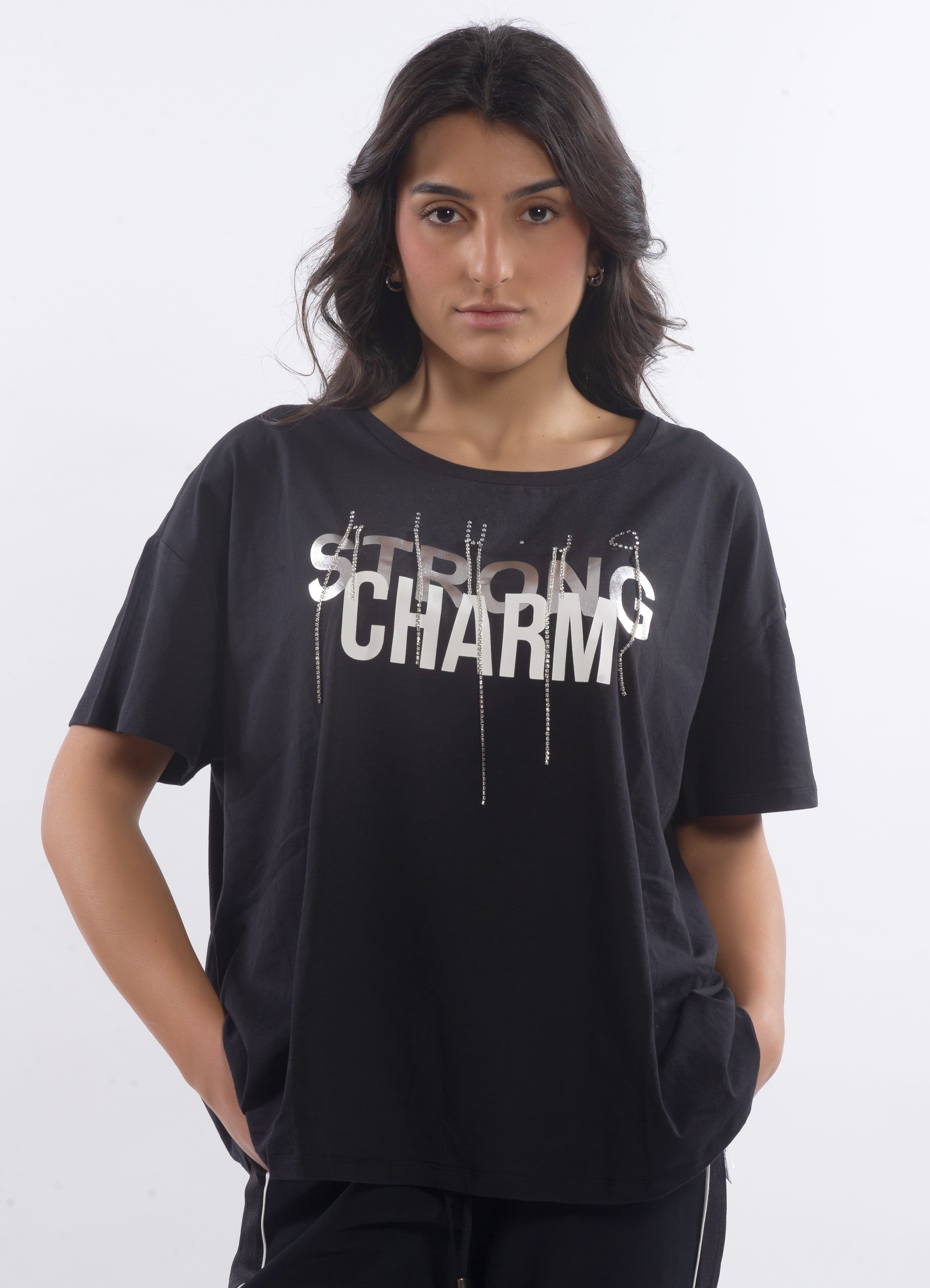 Femme Vêtements Tops T-shirts T-shirt avec logo et strass T-shirt Liu Jo en coloris Noir 