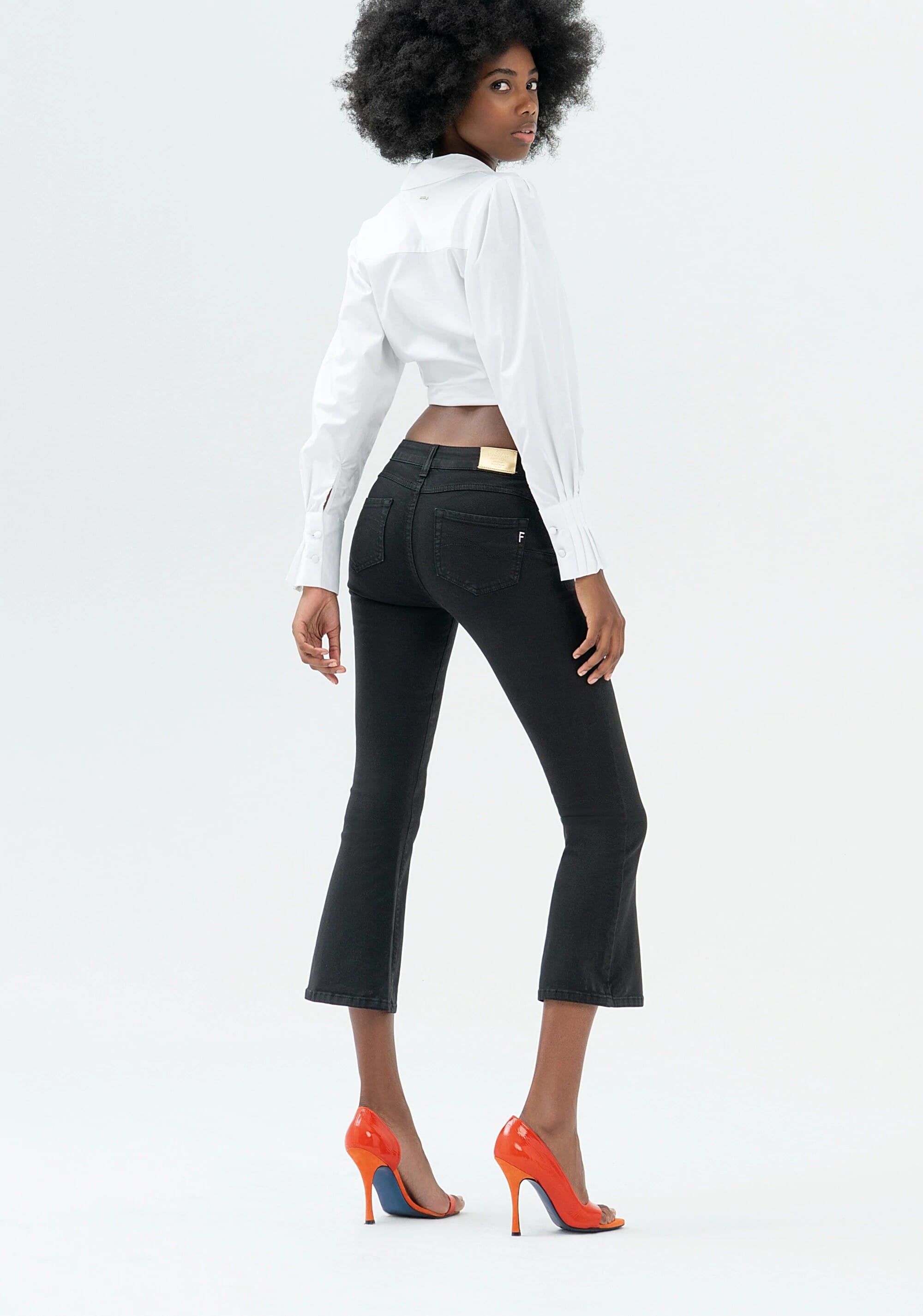 Jeans Bella Flare Cropped In Sofisticato Denim Stretch Colorato Fracomina