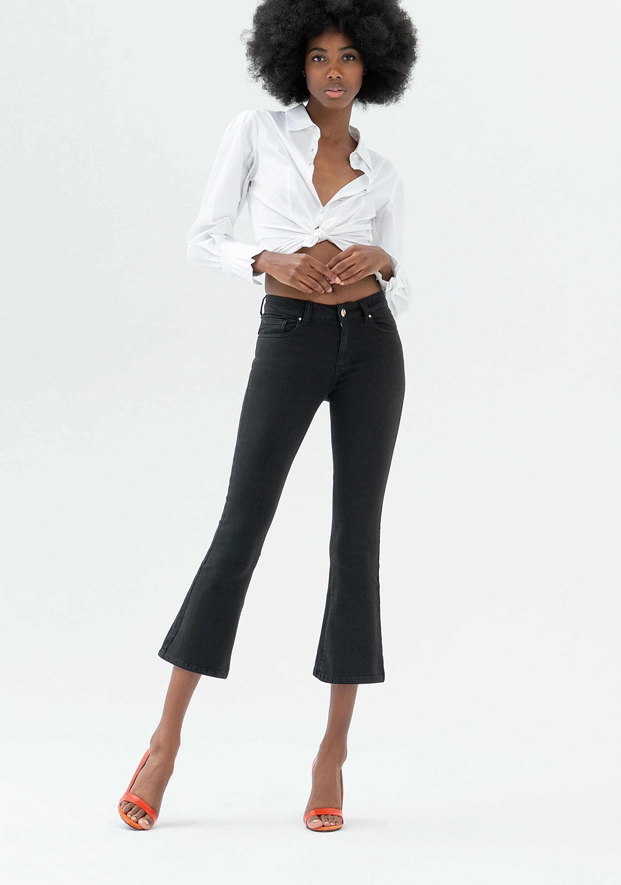 Jeans Bella Flare Cropped In Sofisticato Denim Stretch Colorato Fracomina